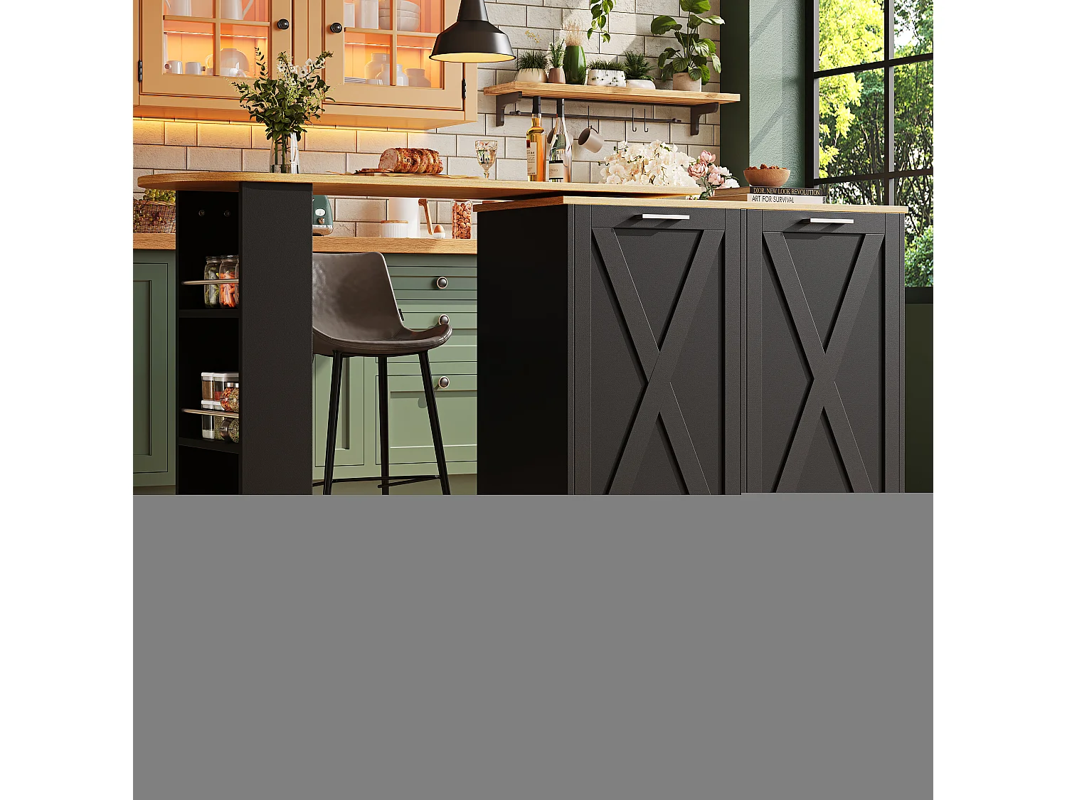 Table de bar rotative 360° moderne, avec rangement multifonction, MDF, noir (138x38x105.5 cm)