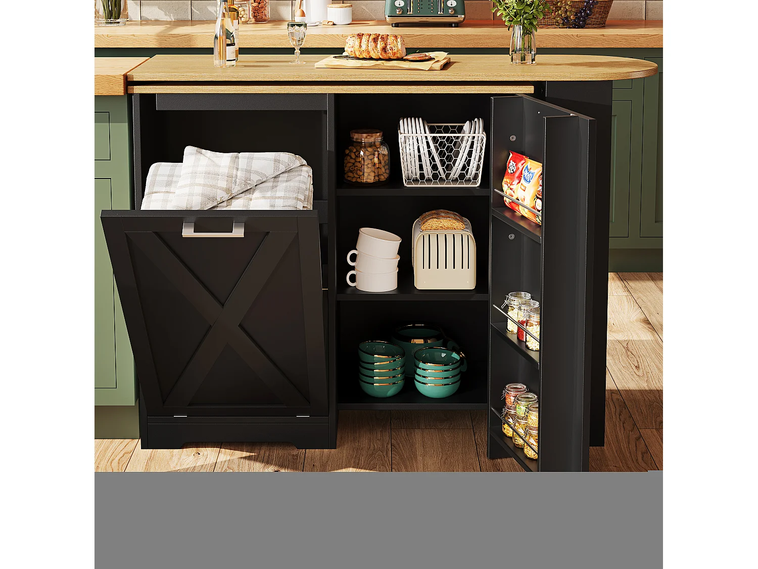 Table de bar rotative 360° moderne, avec rangement multifonction, MDF, noir (138x38x105.5 cm)