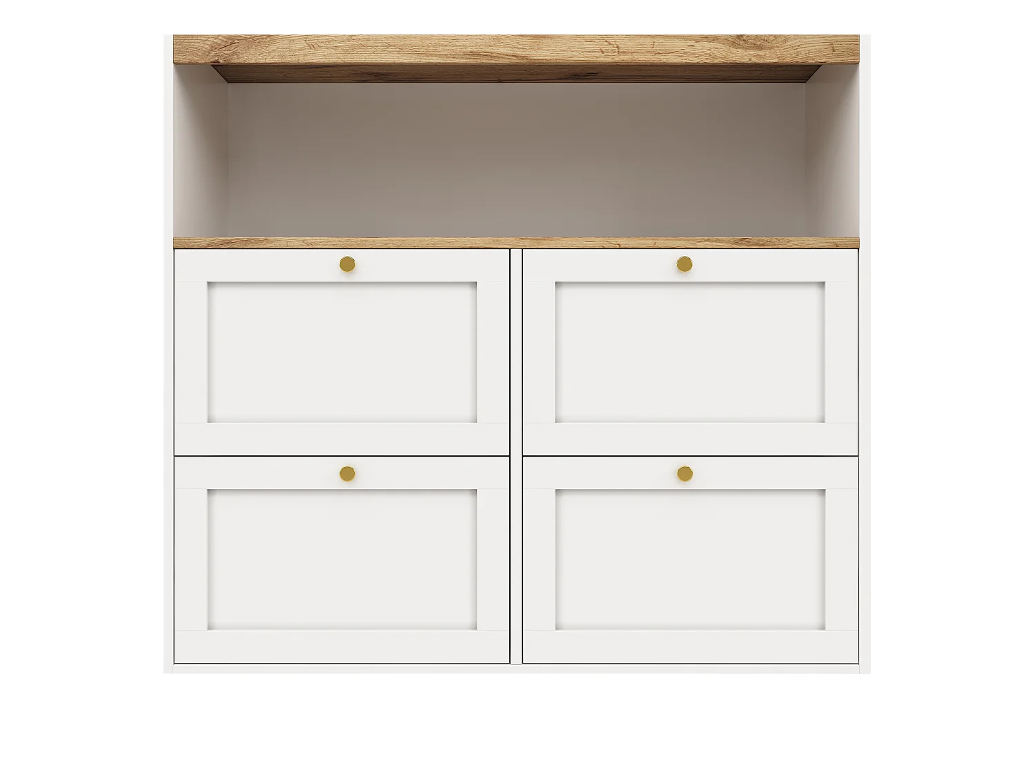 Table haute 360° pivotante, avec 4 tiroirs et étagères ouvertes, design moderne, MDF, blanc (105x39x102 cm)