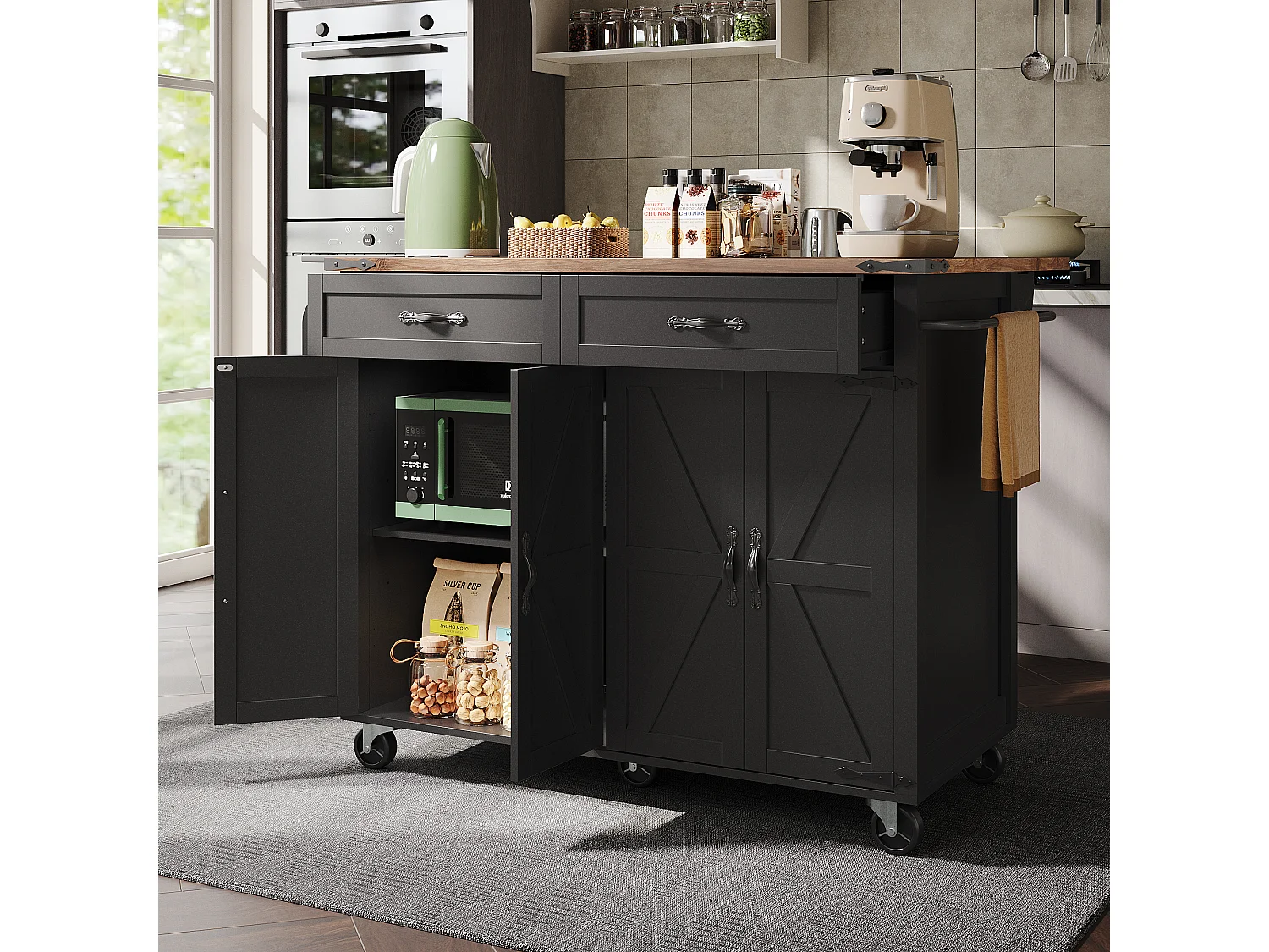 Hoge tafel met marmeren spiegelblad, modern design, MDF, zwart, metalen poten (100x90x90 cm)