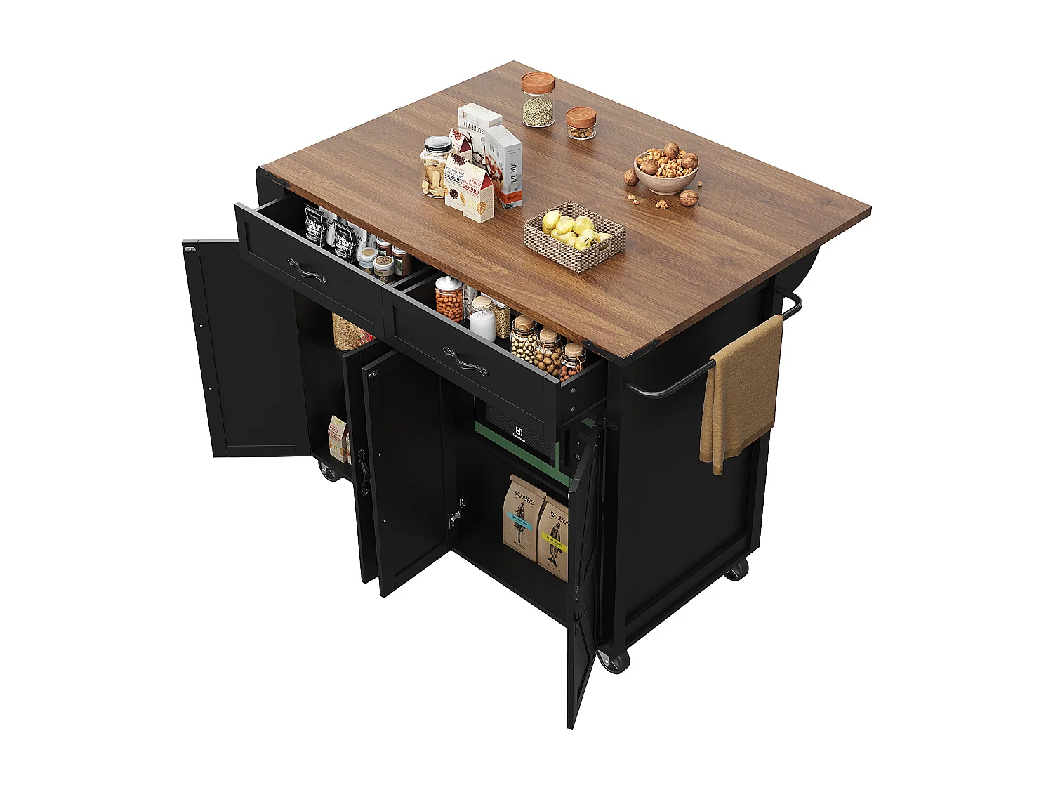 Hoge tafel met marmeren spiegelblad, modern design, MDF, zwart, metalen poten (100x90x90 cm)