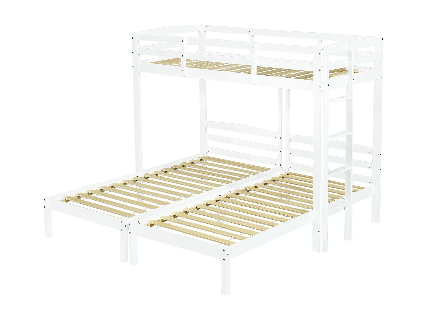 Wit stapelbed 90x200cm driepersoonsbed met ladder (zonder matras)