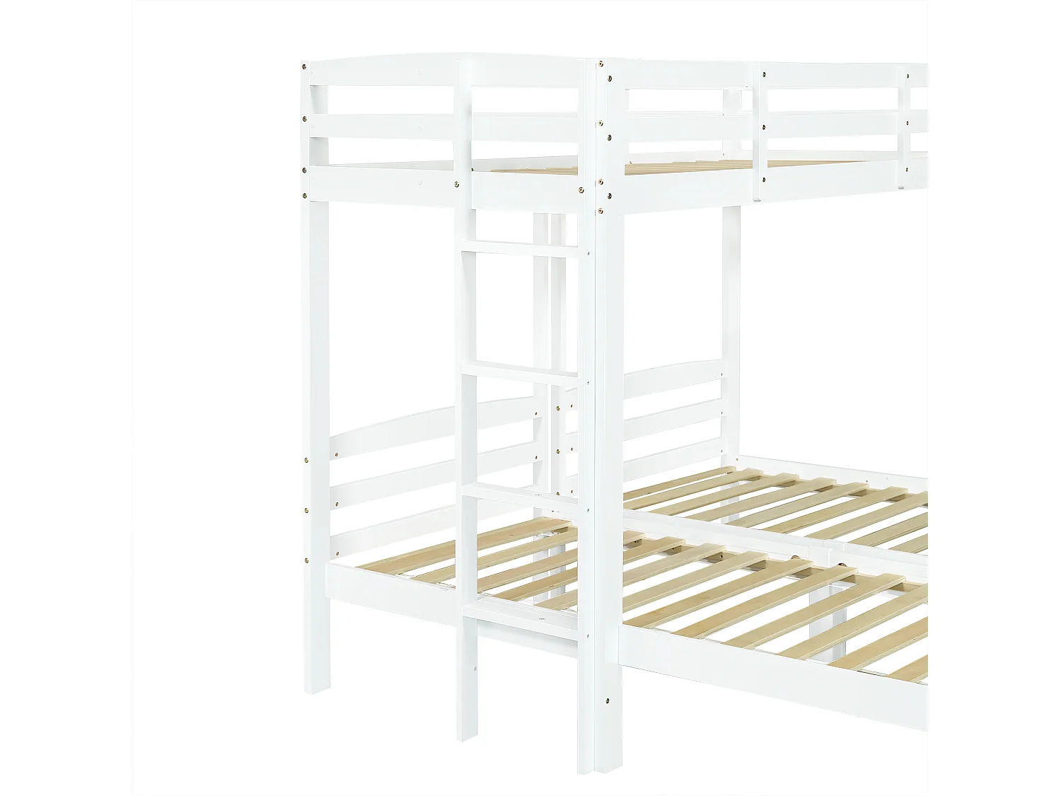 Wit stapelbed 90x200cm driepersoonsbed met ladder (zonder matras)