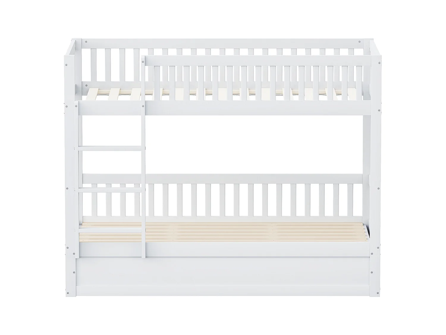 Litera infantil 90x200cm, blanca, con almacenaje hidráulico, estructura de cama incluida (sin colchón)