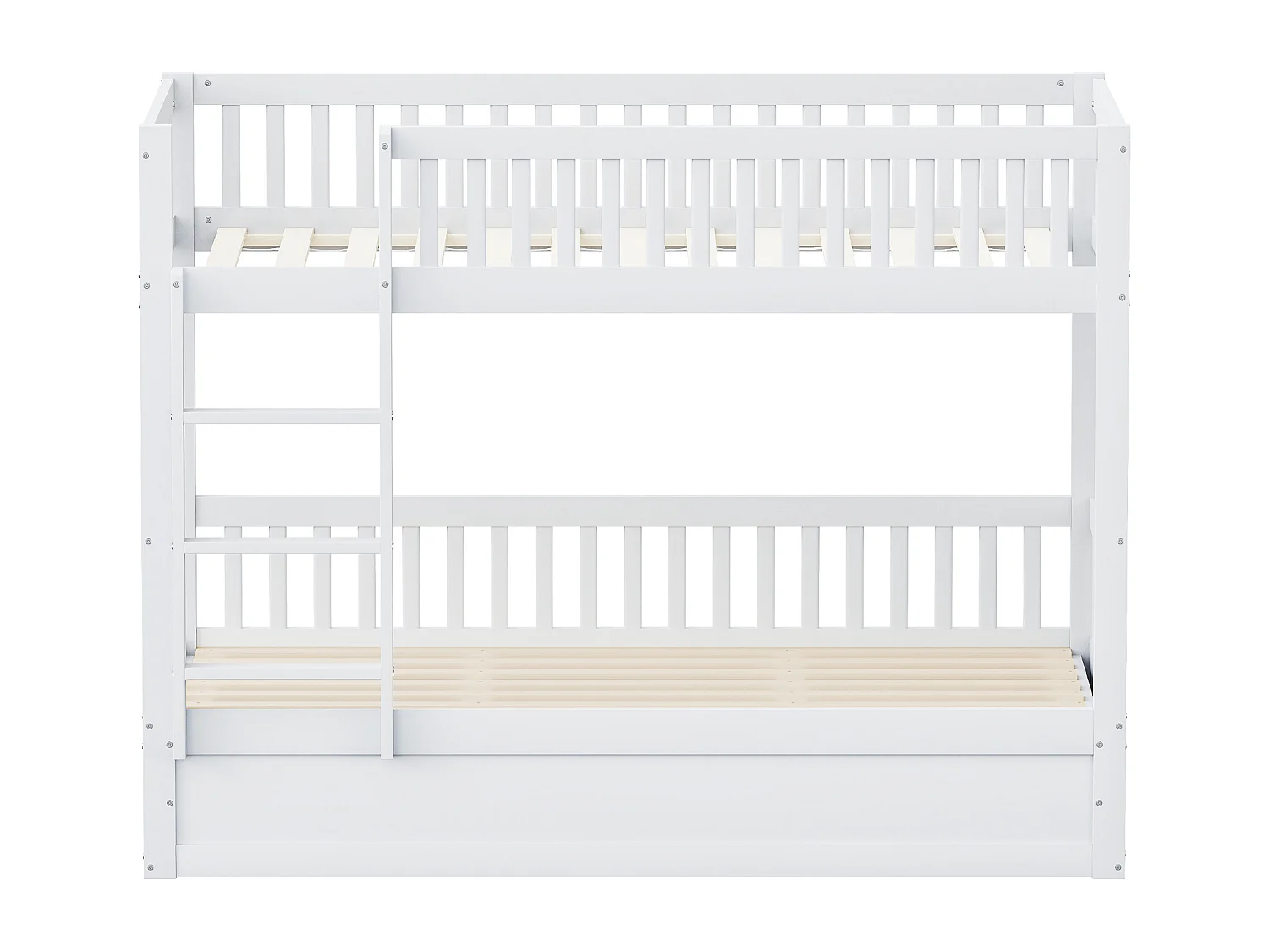 Litera infantil 90x200cm, blanca, con almacenaje hidráulico, estructura de cama incluida (sin colchón)