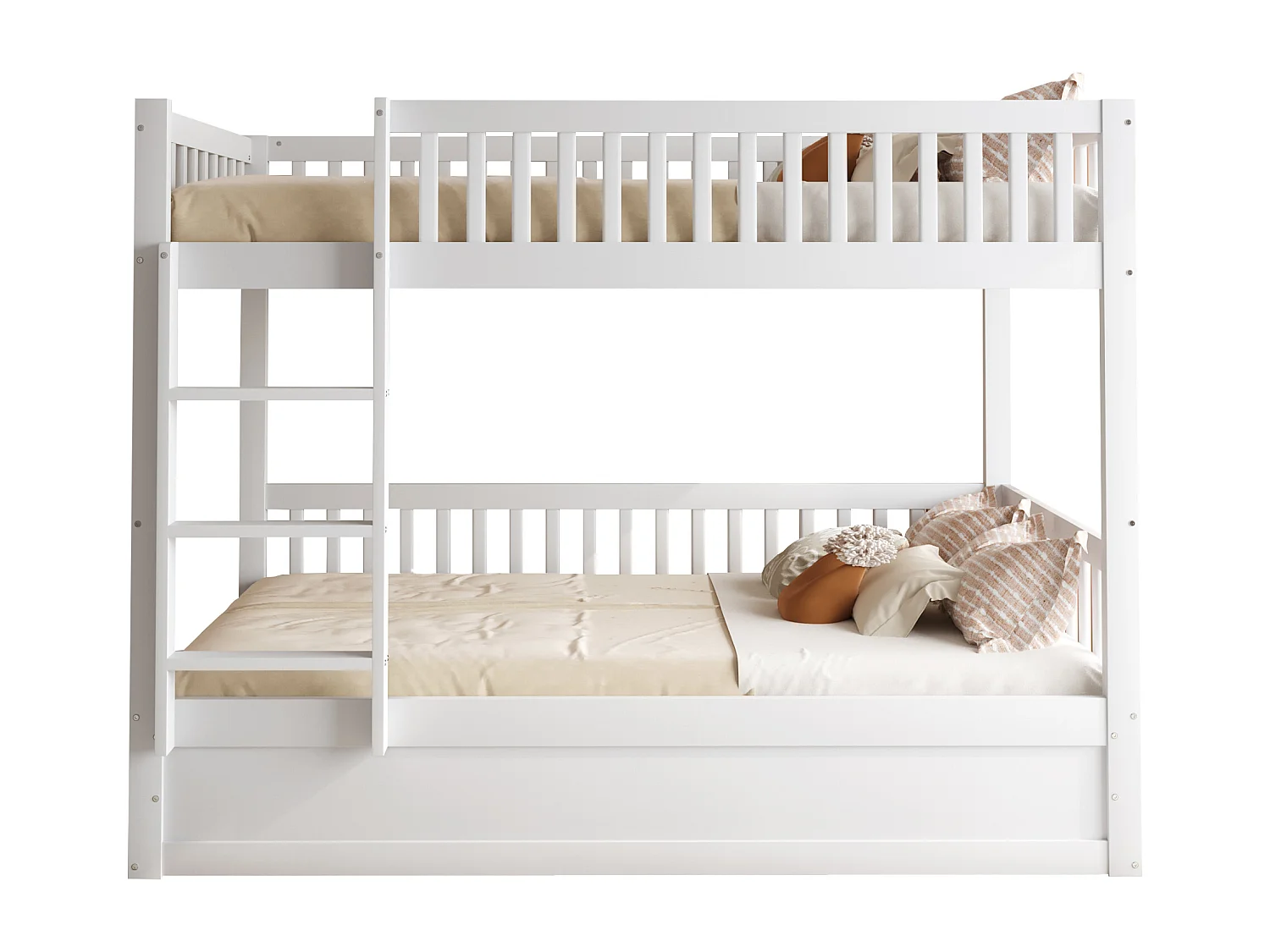 Litera infantil 90x200cm, blanca, con almacenaje hidráulico, estructura de cama incluida (sin colchón)