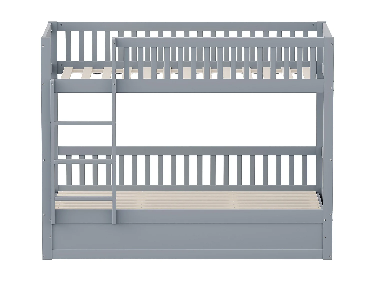 Lit superposé enfant 90x200cm, gris, avec rangement hydraulique, cadre de lit inclus (sans matelas)