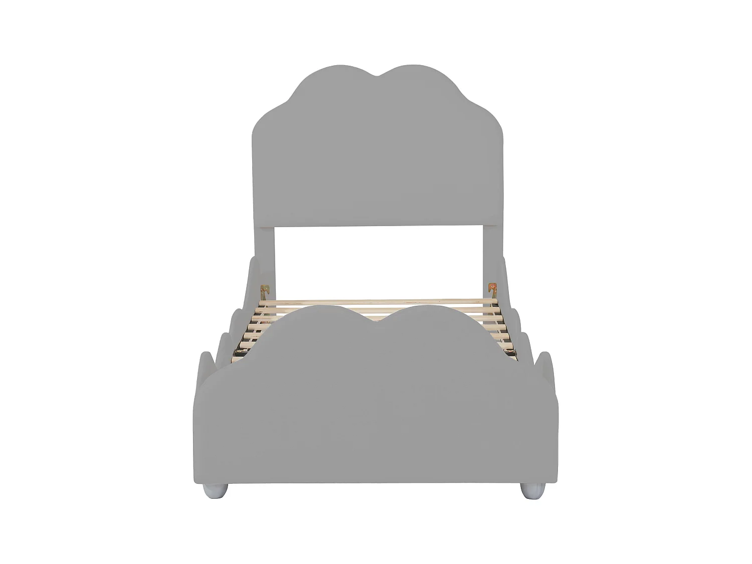 Cadre de lit enfant en velours gris 90x200cm forme nuage (sans matelas)