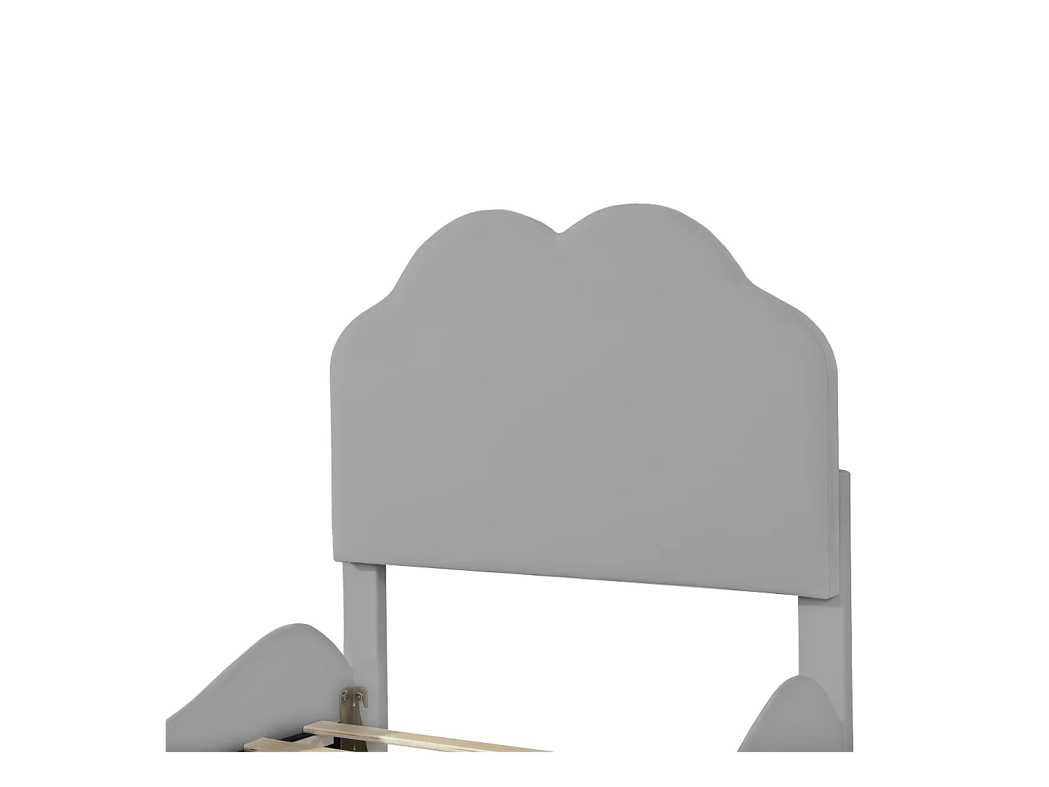 Cadre de lit enfant en velours gris 90x200cm forme nuage (sans matelas)