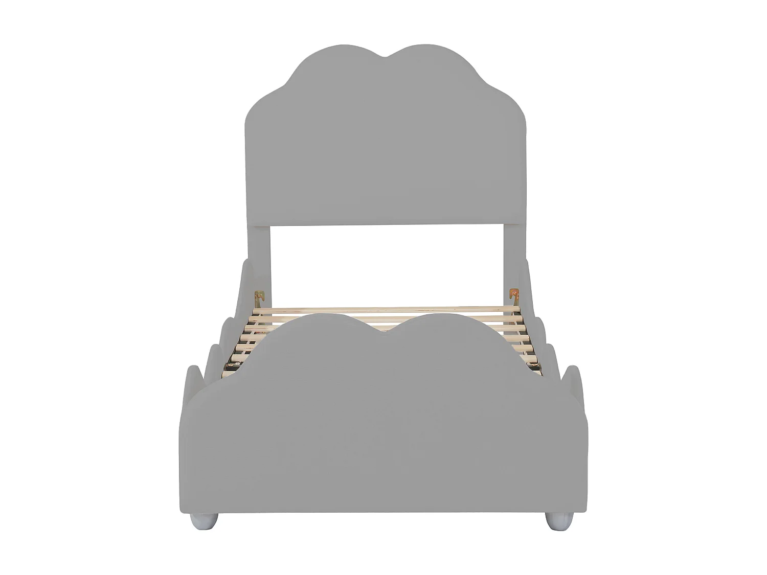 Cadre de lit enfant en velours gris 90x200cm forme nuage (sans matelas)