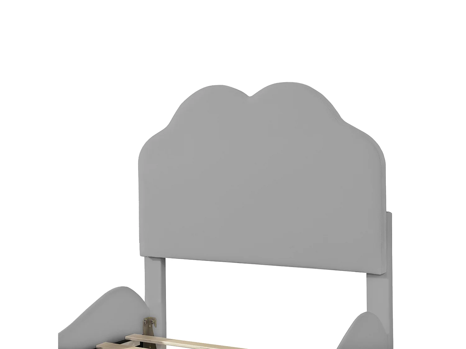 Cadre de lit enfant en velours gris 90x200cm forme nuage (sans matelas)