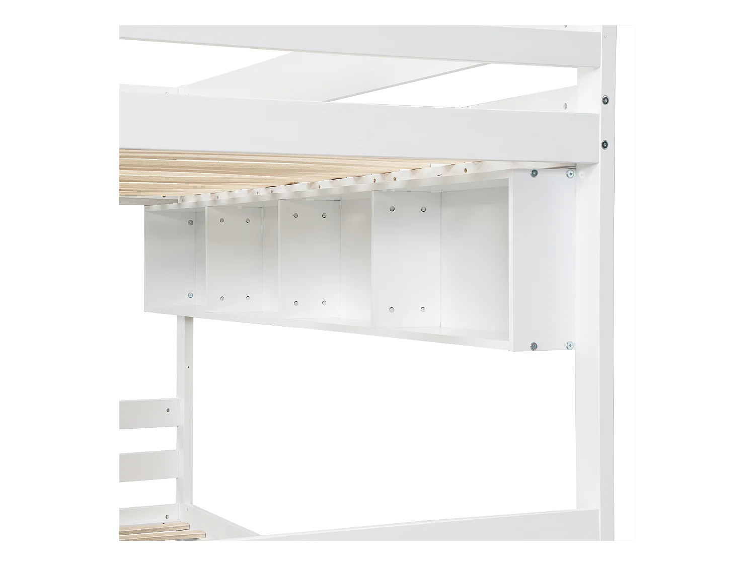 Lit superposé pour enfant 90 x 200 cm avec 2 tiroirs et échelle de lit, avec bibliothèque, Blanc