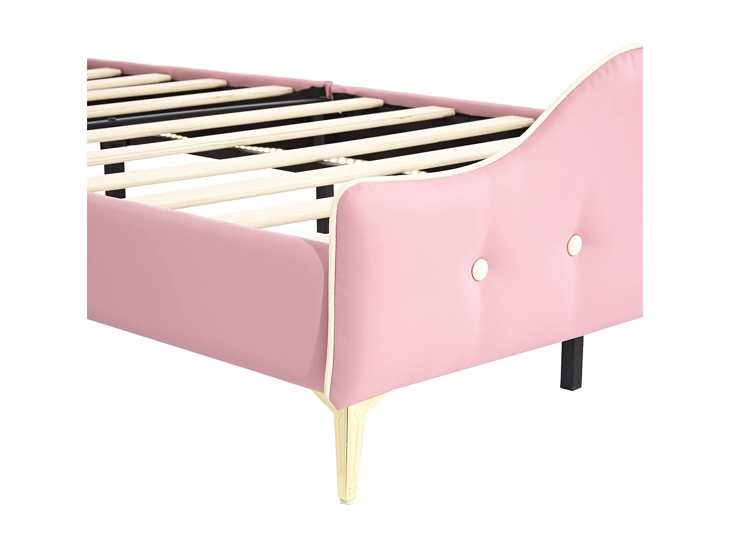 Letto singolo imbottito 90x200, letto per bambini 90x200cm con LED e con rete a doghe, PU, rosa