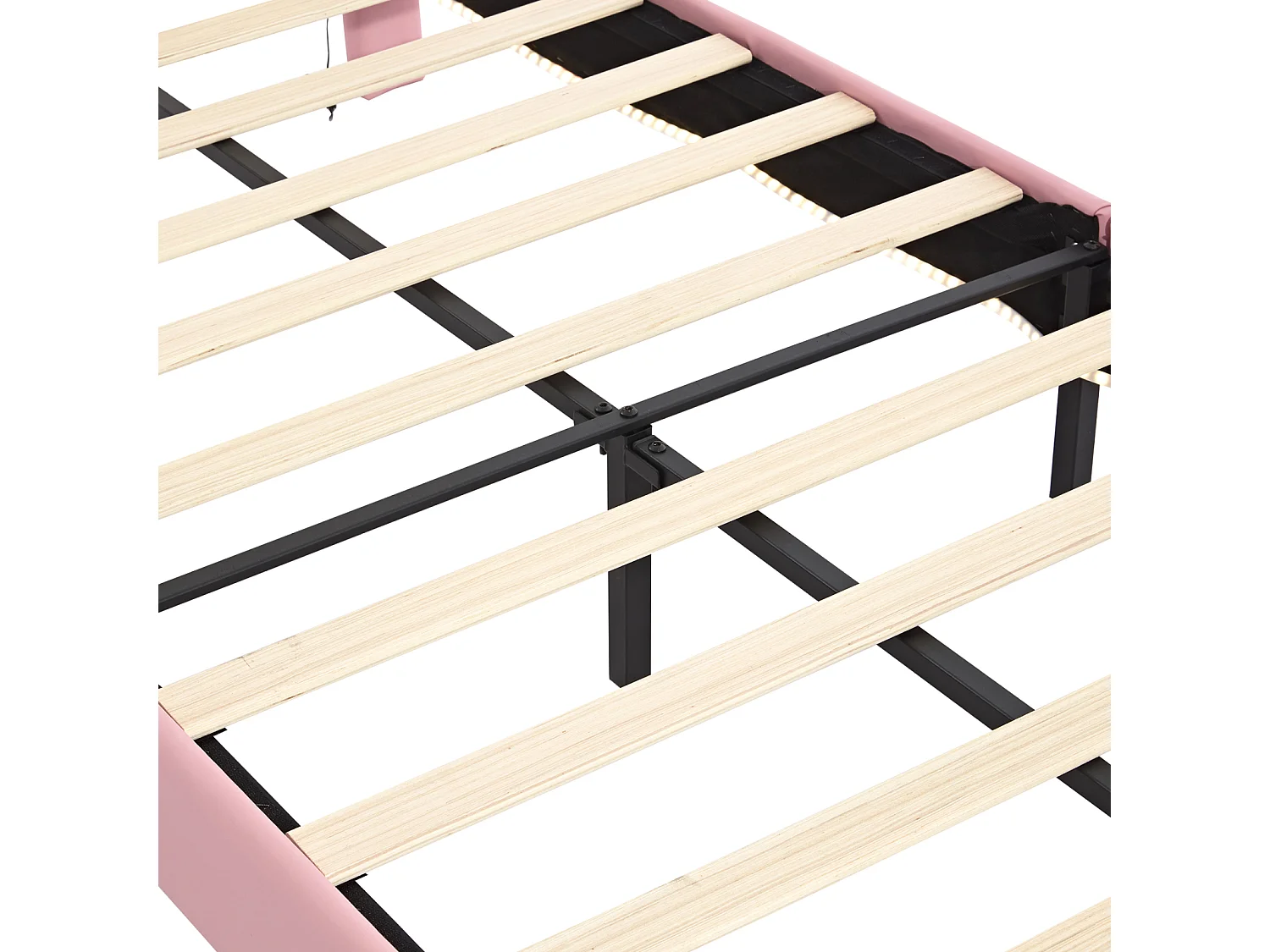 Letto singolo imbottito 90x200, letto per bambini 90x200cm con LED e con rete a doghe, PU, rosa