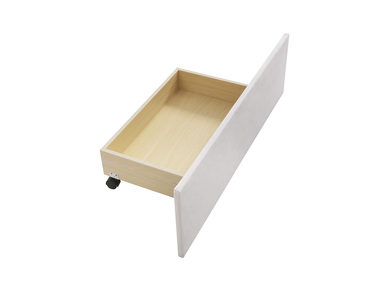 Cadre de lit simple beige 90x200cm avec sommier à lattes et 2 tiroirs (sans matelas)