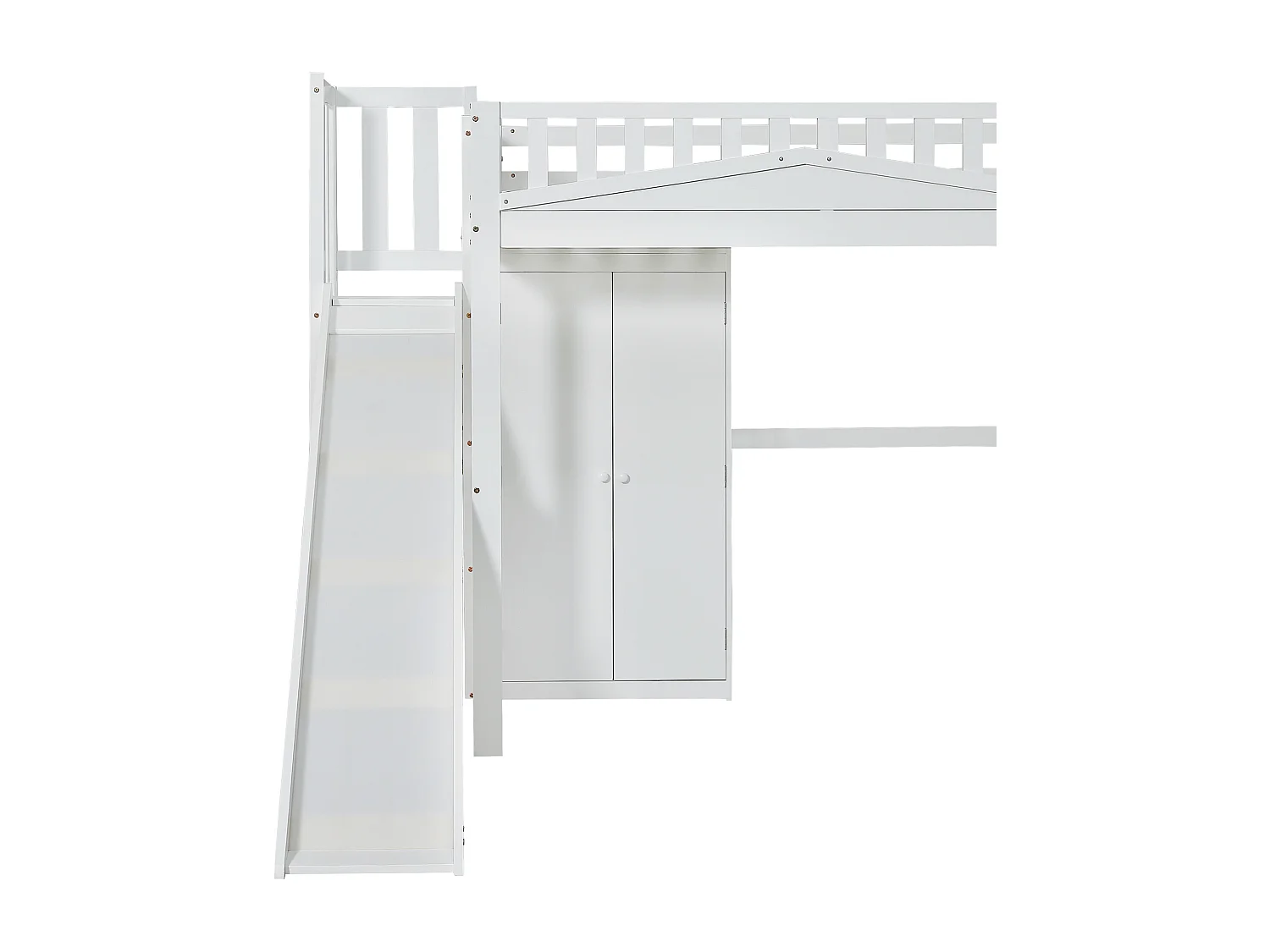 Lit mezzanine, 90 x 200 cm, superposé, avec table et armoire, avec échelle, blanc