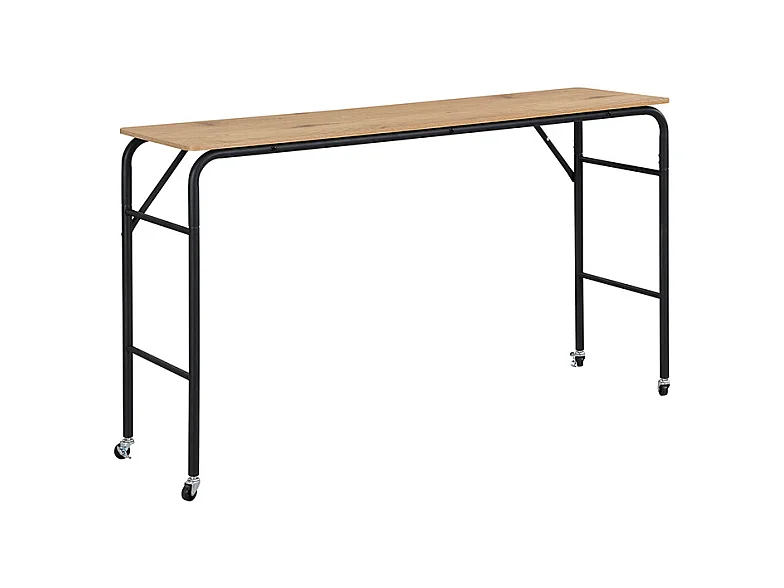 Lit 140x200 avec sommier à Lattes, Cadre de lit Plats avec Table et Porte-Manteau, Table, noir