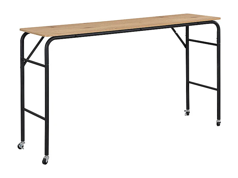 Bed 140x200 met lattenbodem, vlak bedframe met tafel en kapstok, tafel, zwart