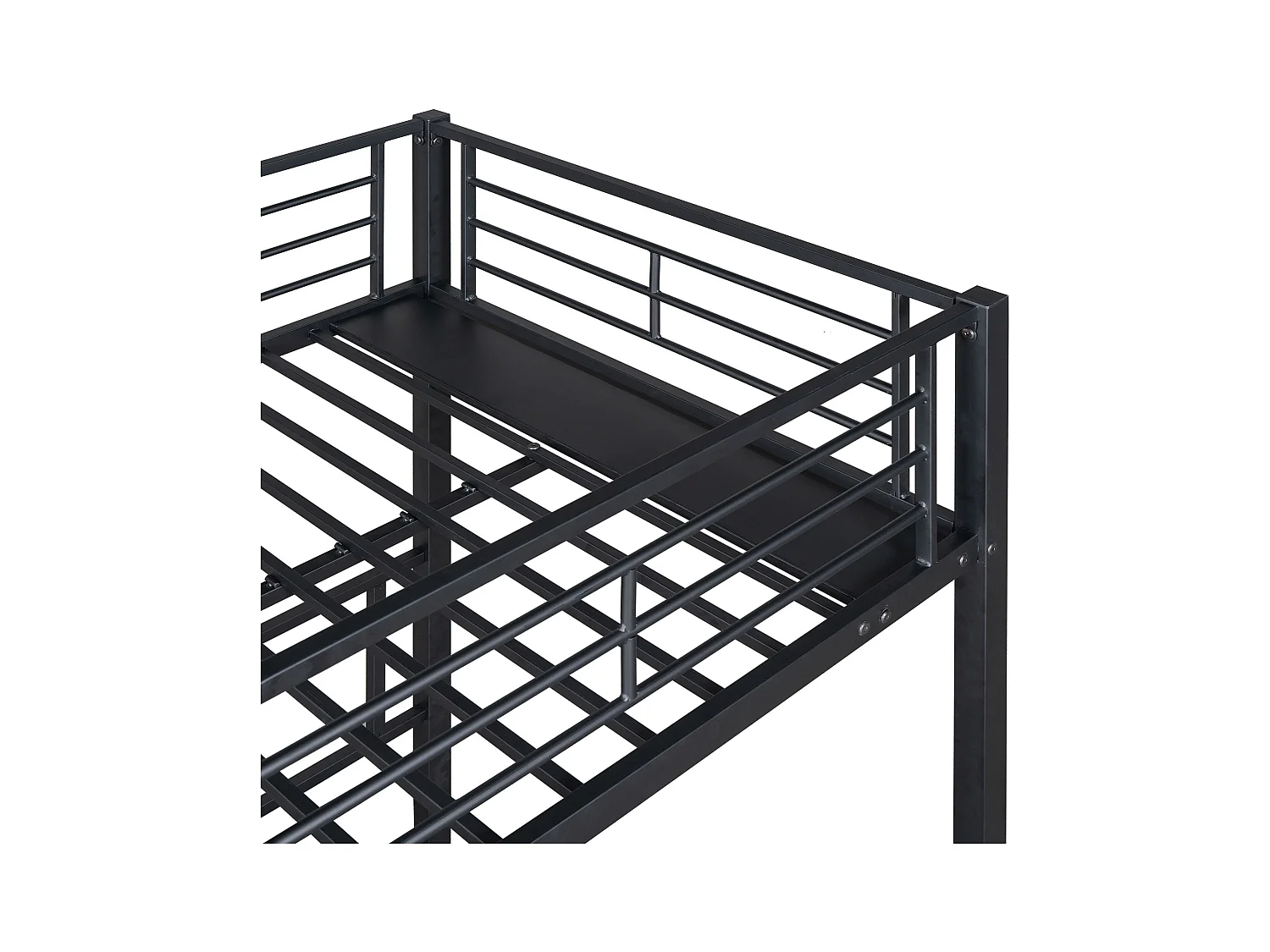 Kinderhut 90x200 een- en driepersoons stapelbed, met ladder, valbeveiliging, zwart