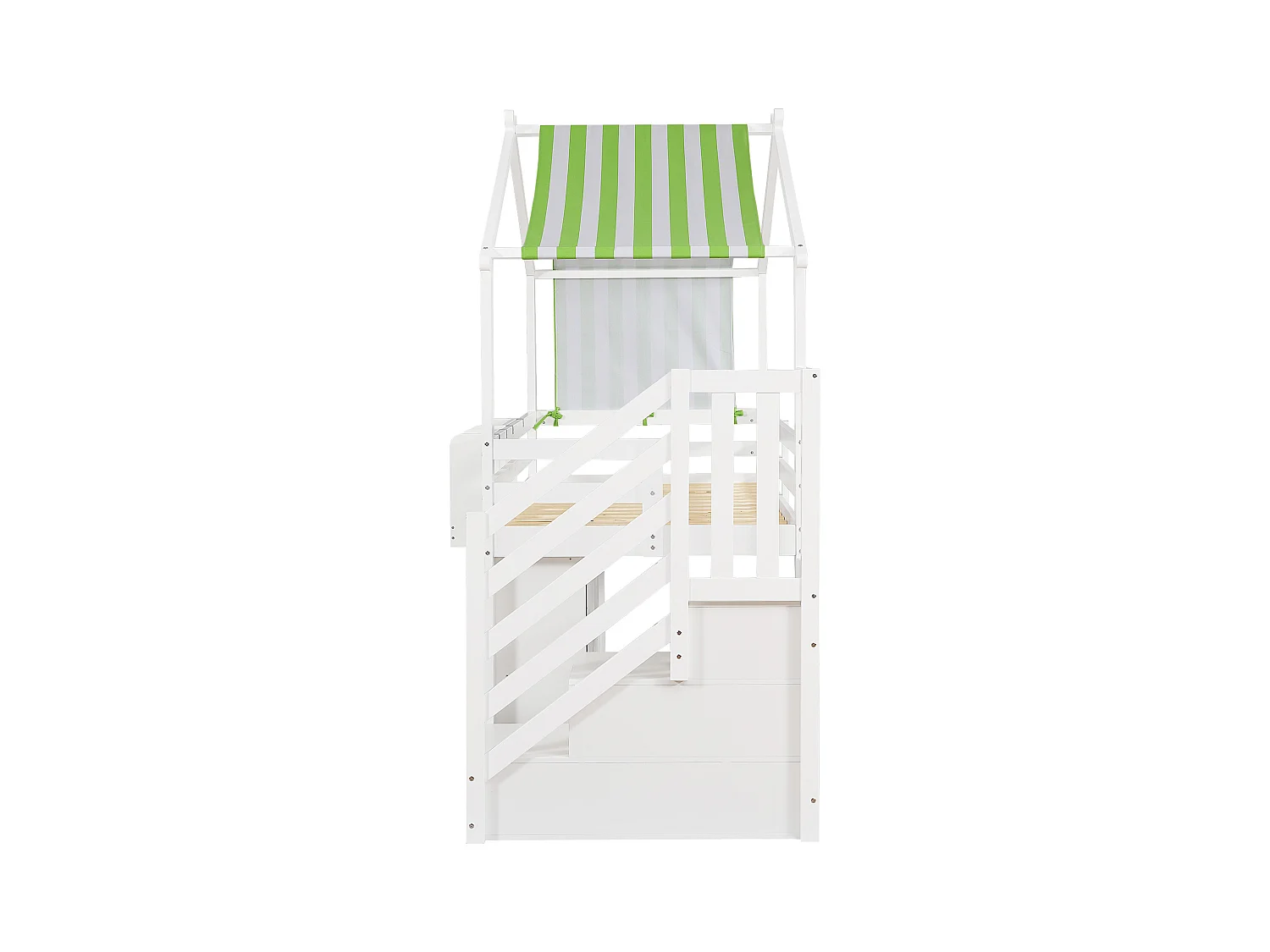 Letto a soppalco in legno 90 x 200 cm per bambini con mobile contenitore sottoletto, Bianco