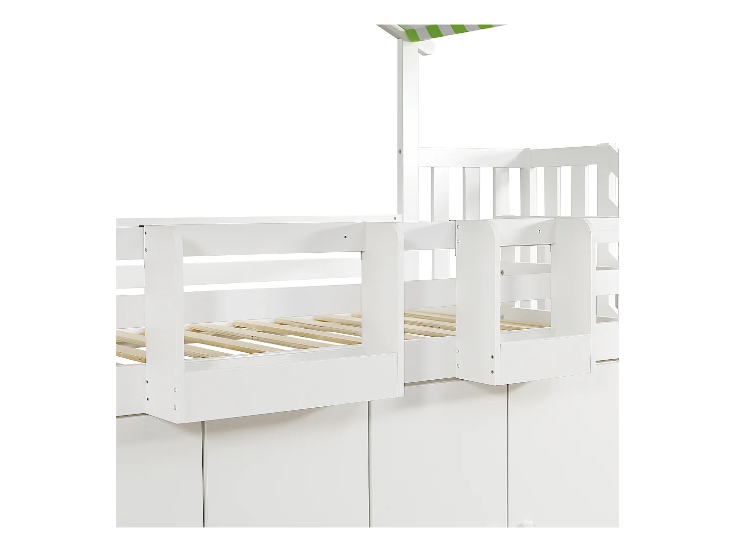 Letto a soppalco in legno 90 x 200 cm per bambini con mobile contenitore sottoletto, Bianco