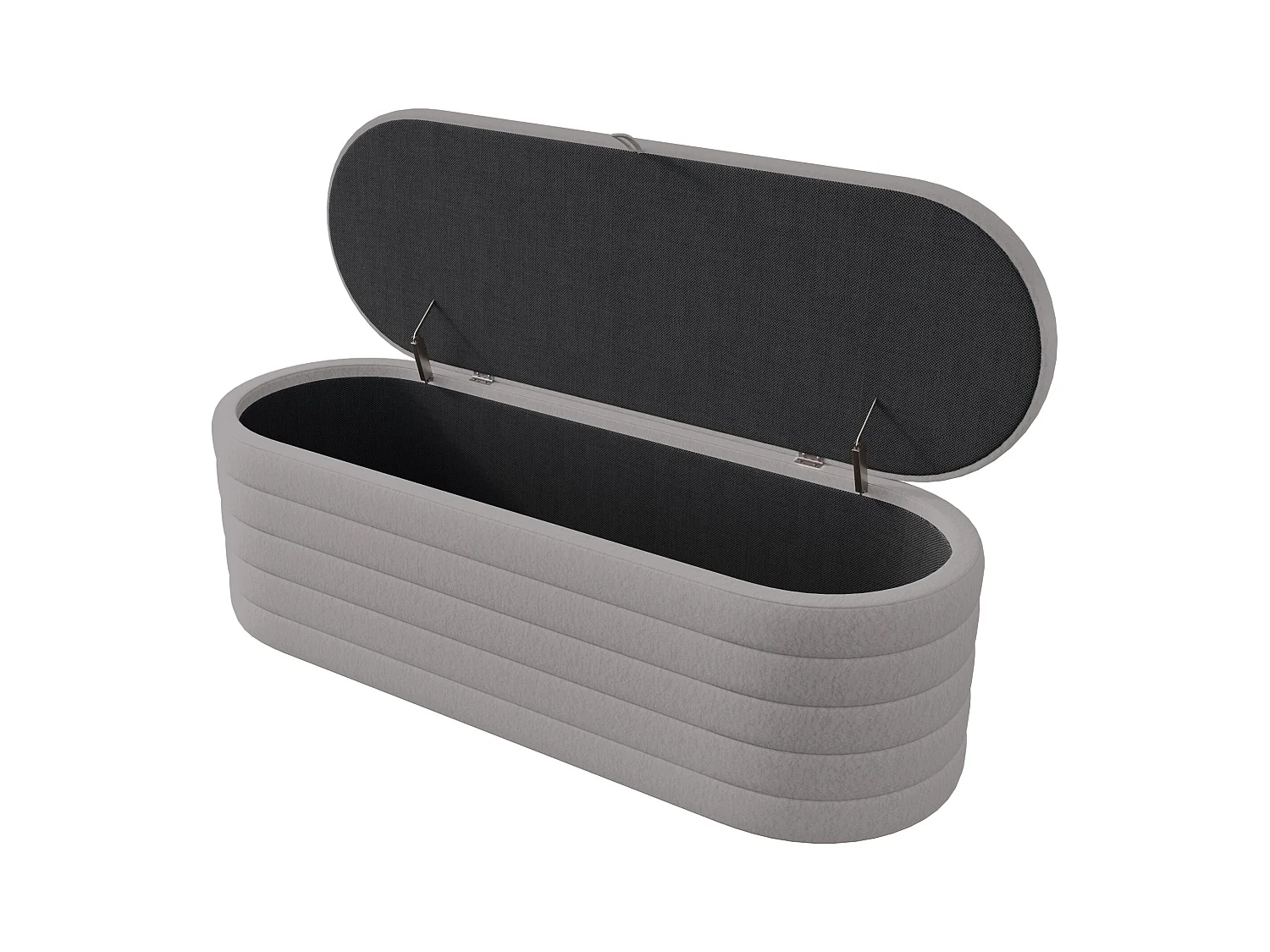 Pouf avec rangement, coussin confortable en Tissu peluche, couleur grise, 120x40x40 cm