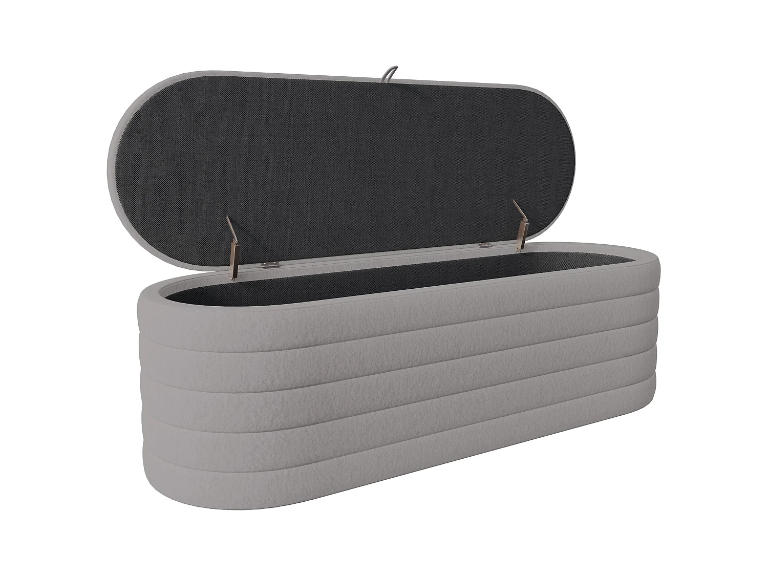 Pouf avec rangement, coussin confortable en Tissu peluche, couleur grise, 120x40x40 cm