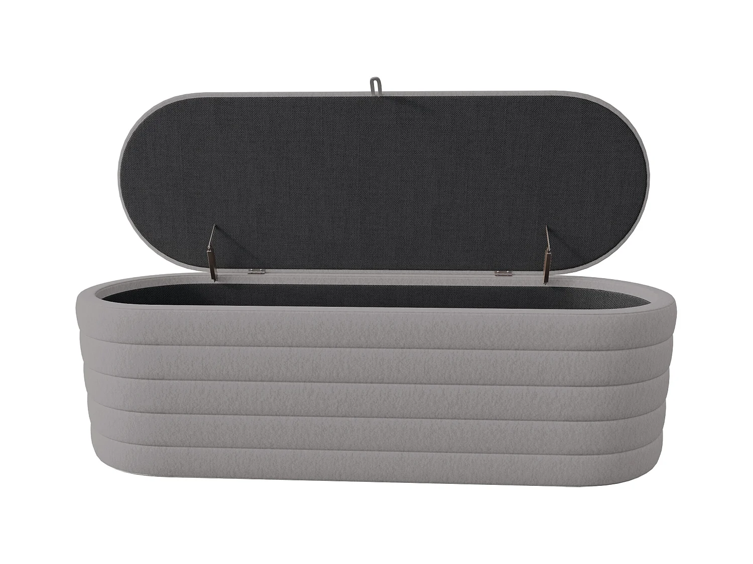 Pouf avec rangement, coussin confortable en Tissu peluche, couleur grise, 120x40x40 cm