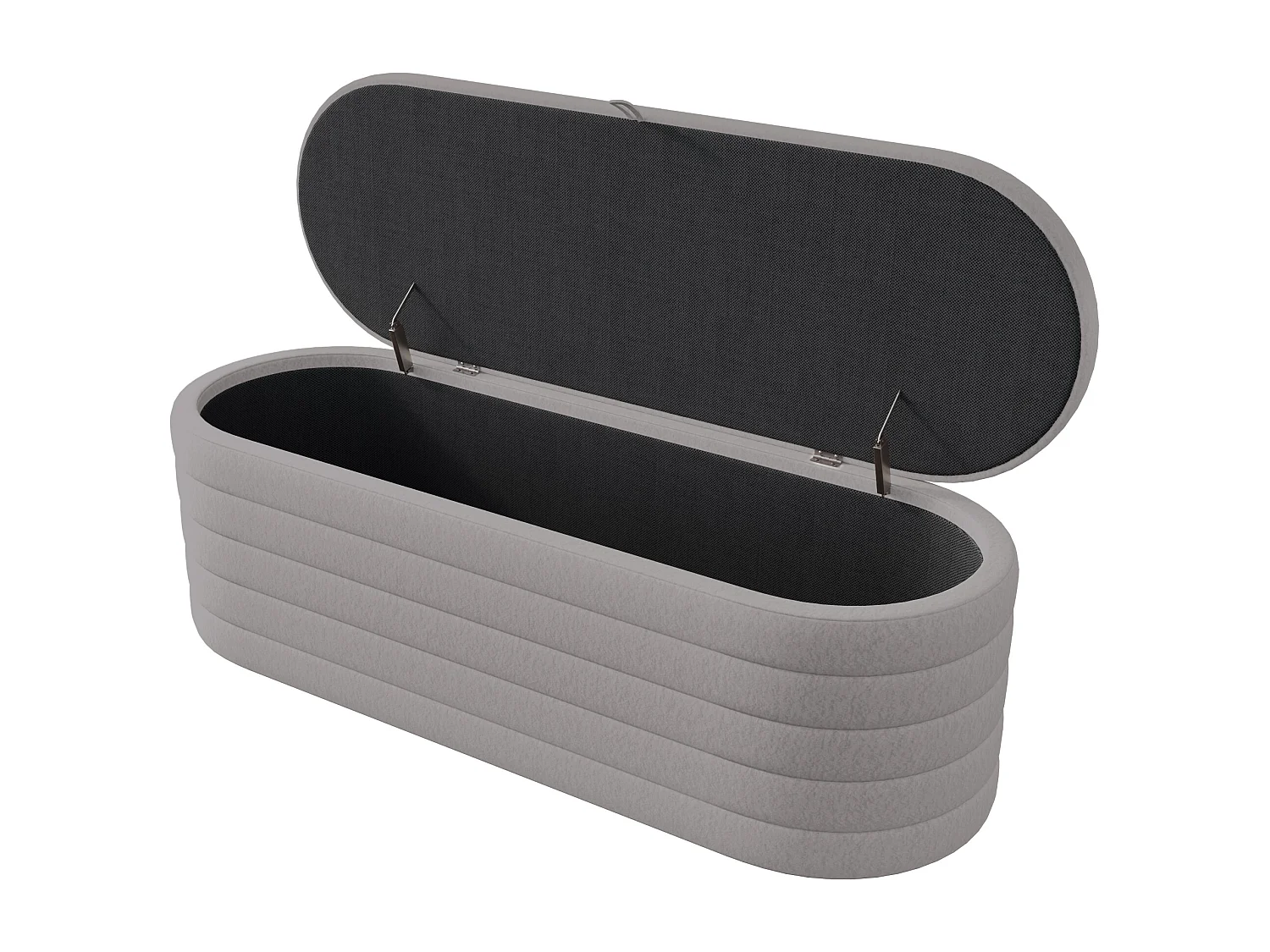 Pouf avec rangement, coussin confortable en Tissu peluche, couleur grise, 120x40x40 cm