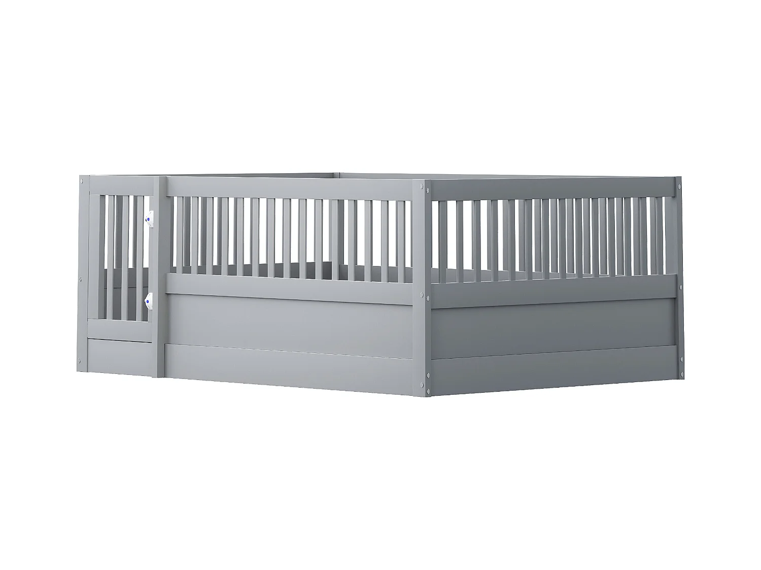 Lit cabane enfant gris 140x200cm avec cadre de lit et petite porte (sans matelas ni cadre de lit)