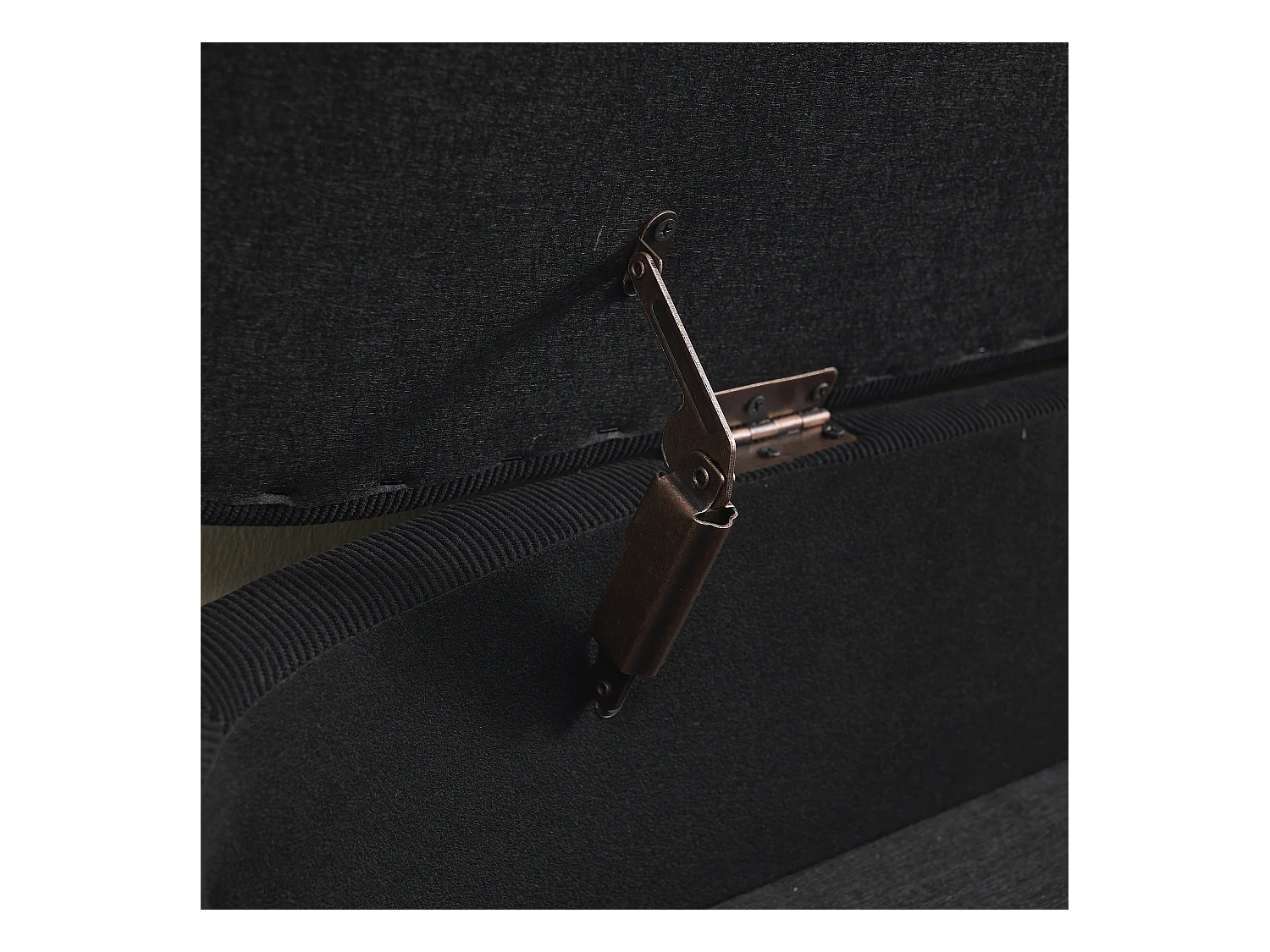 Banquette de rangement moderne, tissu Chenille et bois massif, antidérapante, noire (112x43x43 cm)