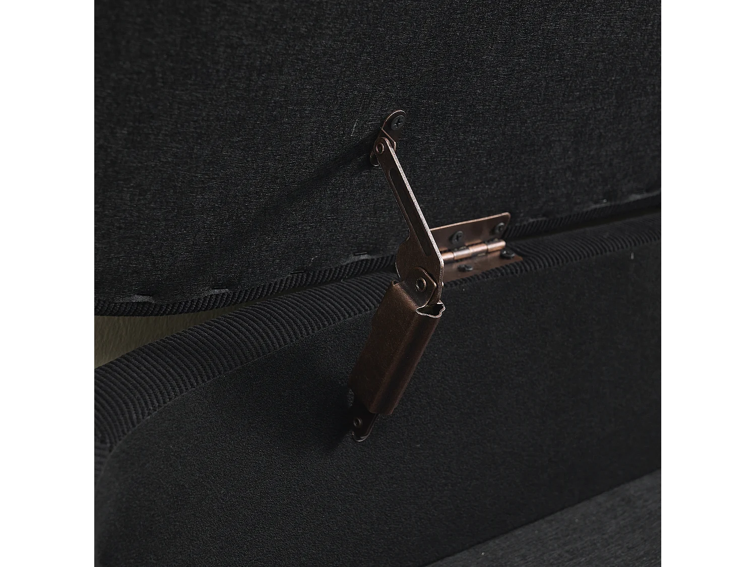 Banquette de rangement moderne, tissu Chenille et bois massif, antidérapante, noire (112x43x43 cm)