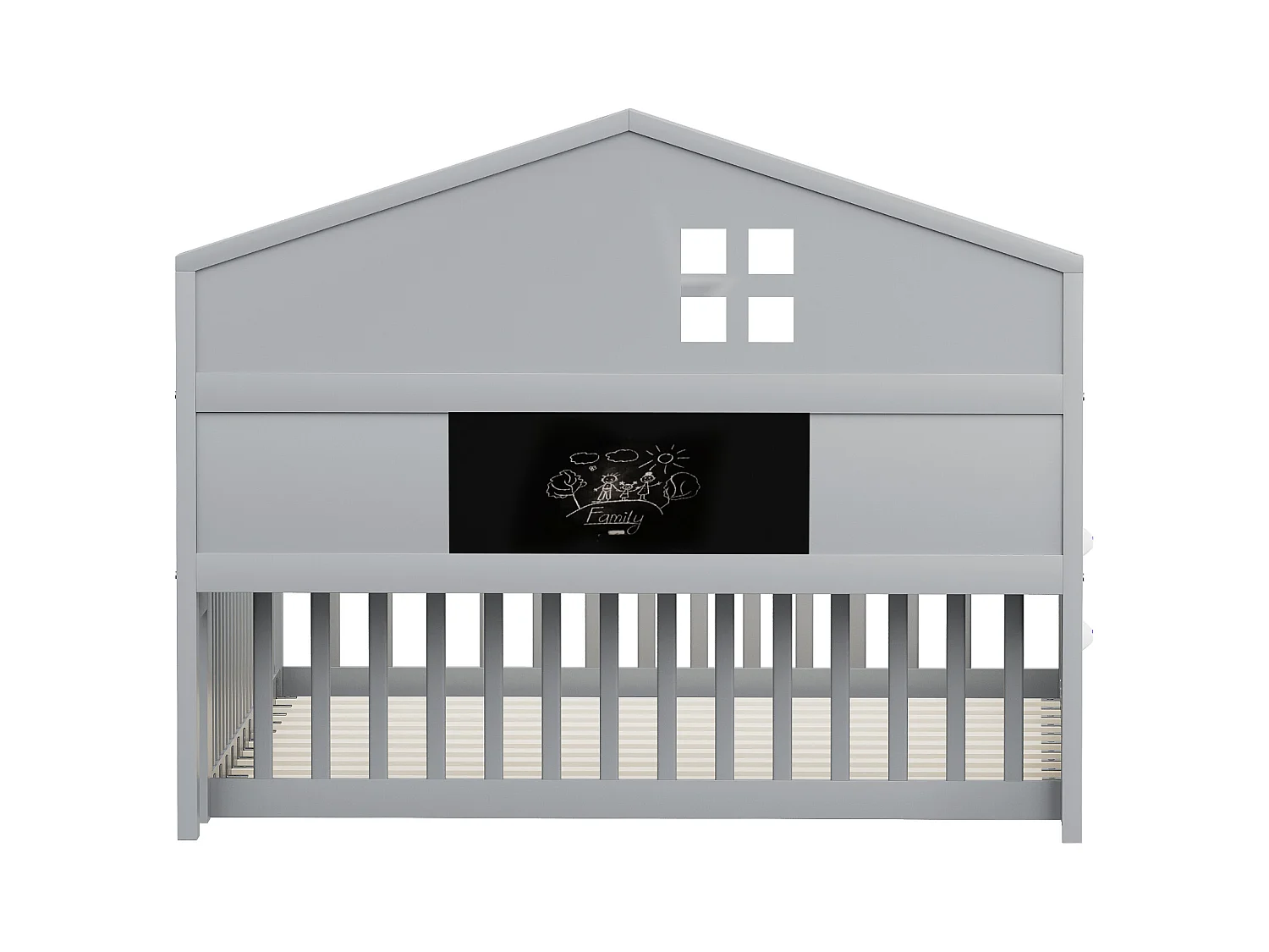 Letto a soppalco per bambini 140x200 cm con sponde di sicurezza, ripiani e contenitore in grigio (senza materasso)