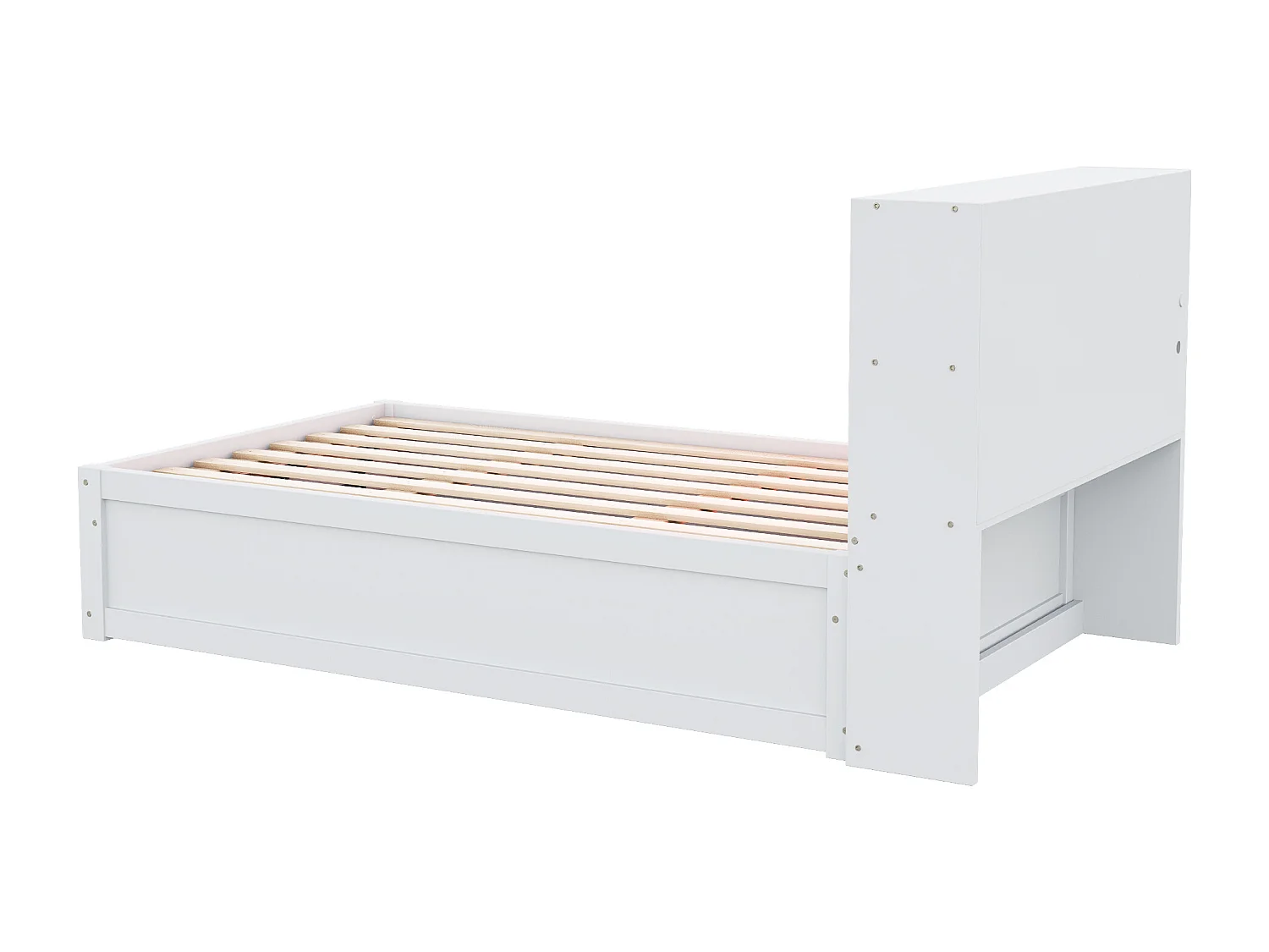 Lit banquette simple 90x200cm blanc avec éclairage LED et prises multiples (sans matelas)