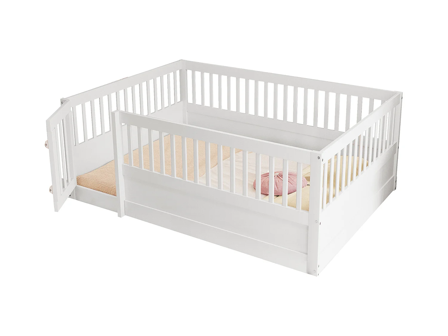 Wit kinderbed 140x200cm met bedframe en kleine deur (zonder matras of bedframe)