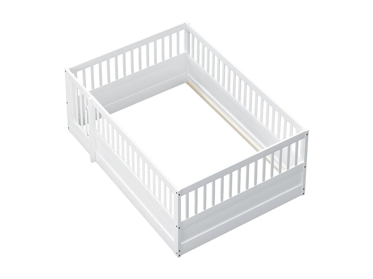 Lit cabane enfant blanc 140x200cm avec cadre de lit et petite porte (sans matelas ni cadre de lit)