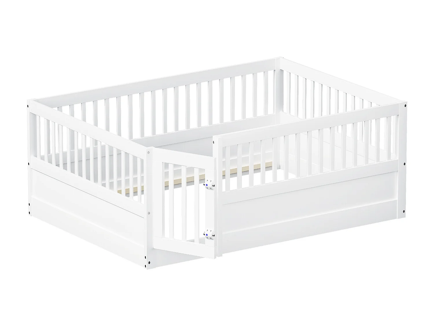 Lit cabane enfant blanc 140x200cm avec cadre de lit et petite porte (sans matelas ni cadre de lit)