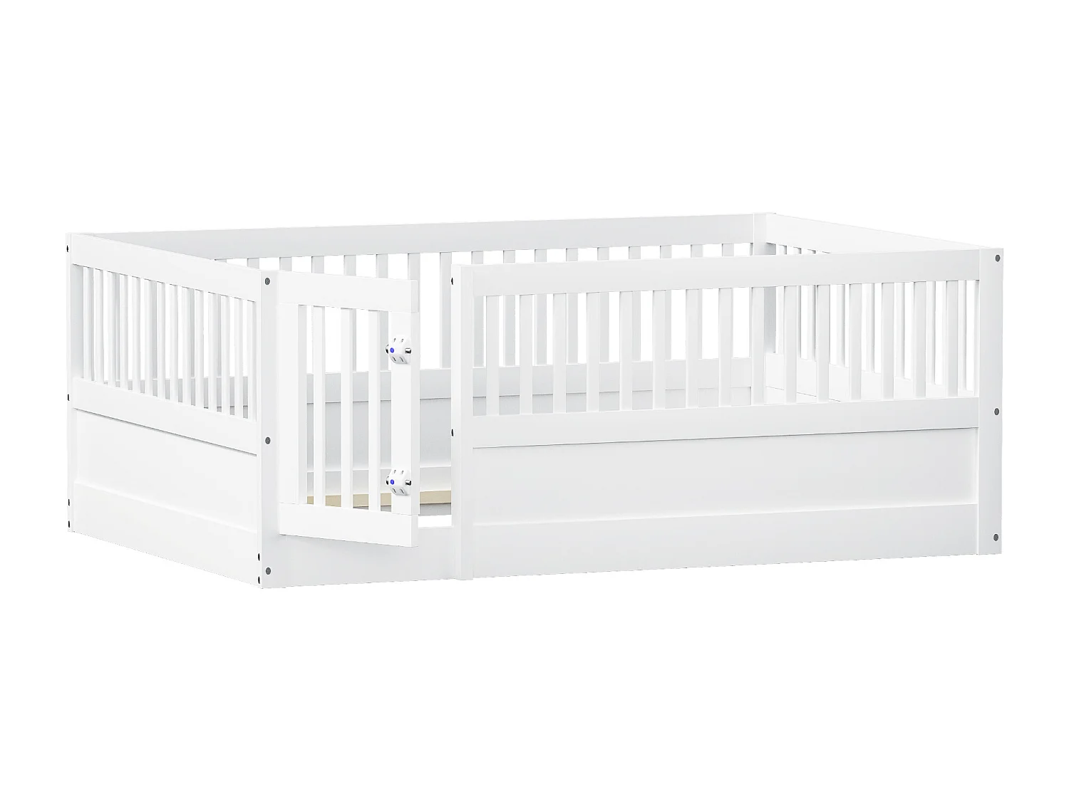 Lit cabane enfant blanc 140x200cm avec cadre de lit et petite porte (sans matelas ni cadre de lit)