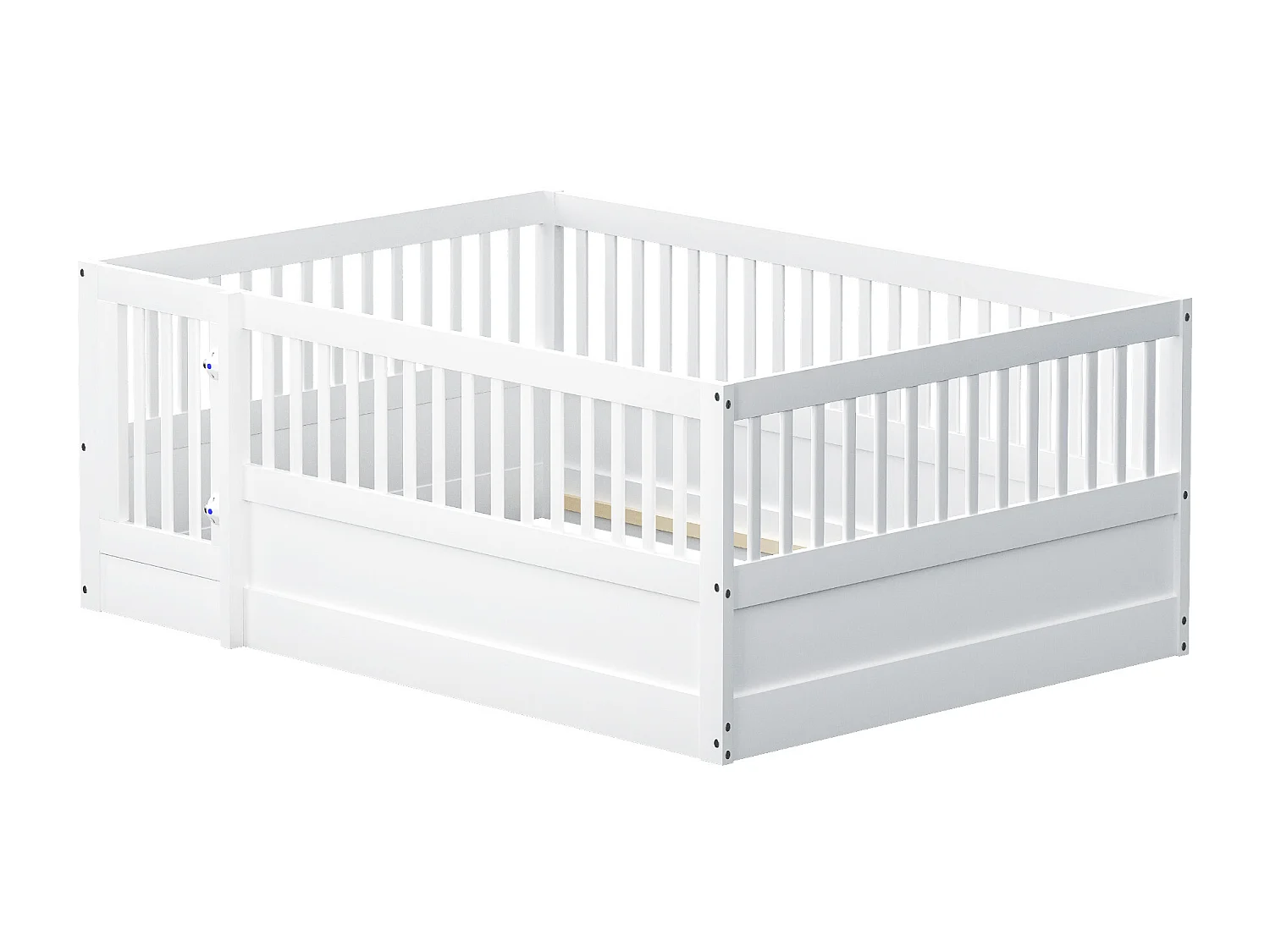 Lit cabane enfant blanc 140x200cm avec cadre de lit et petite porte (sans matelas ni cadre de lit)