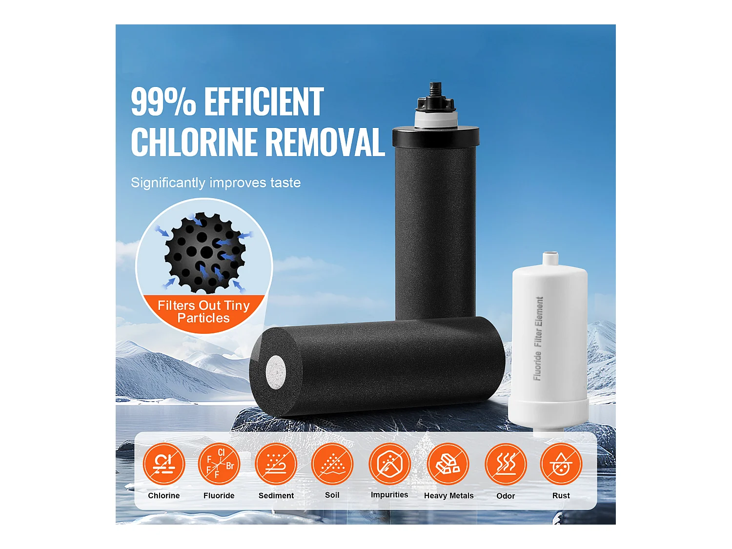 Filtre à Eau Alimenté par Gravité SucceBuy, Système de Filtration d'Eau par Gravité 7,5 L, 4 Filtres, en Acier Inoxydable