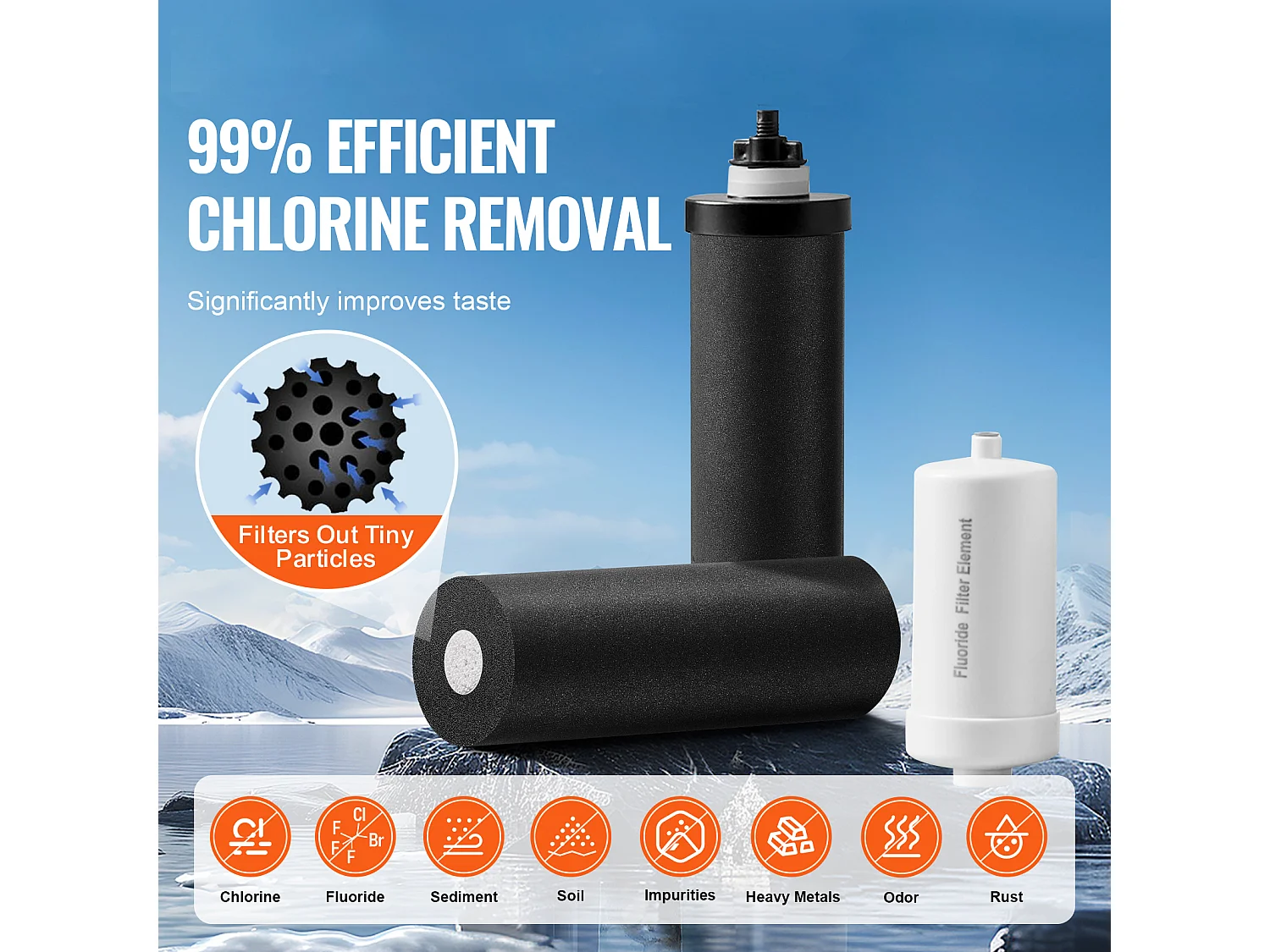 Filtre à Eau Alimenté par Gravité SucceBuy, Système de Filtration d'Eau par Gravité 7,5 L, 4 Filtres, en Acier Inoxydable