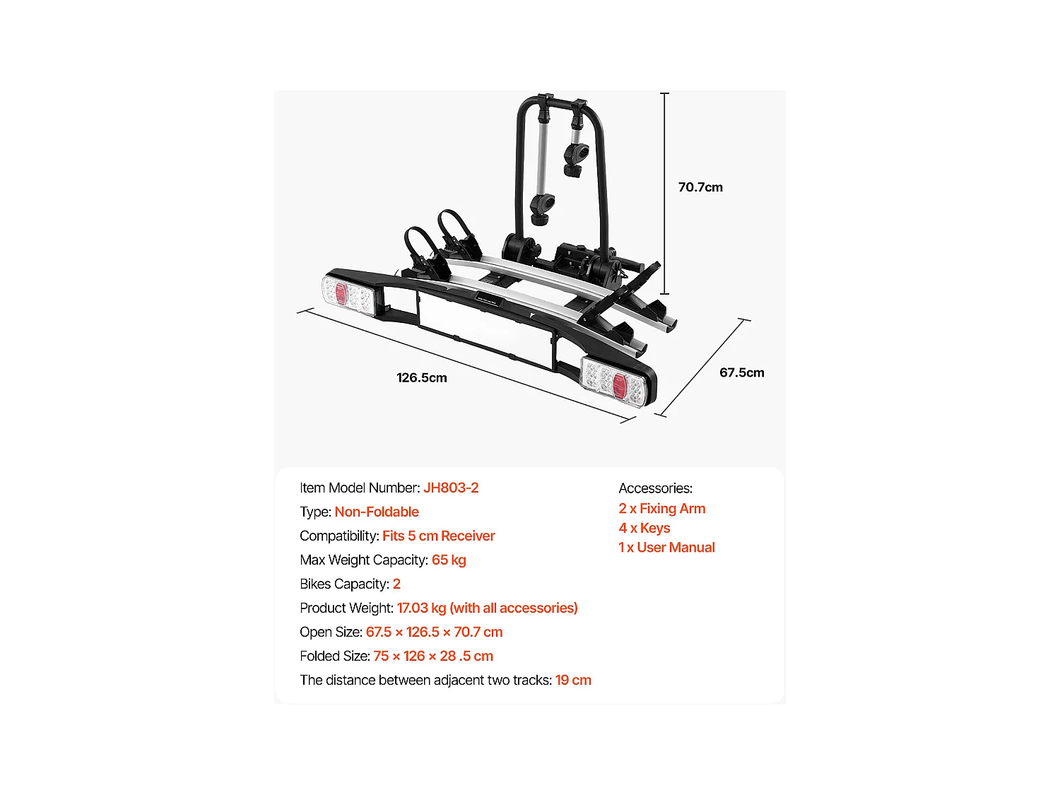 Support de Rangement pour Vélos, SucceBuy Porte-Vélos d'Attelage pour 2 Vélos, Support Verrouillable pour Récepteurs de 5 cm