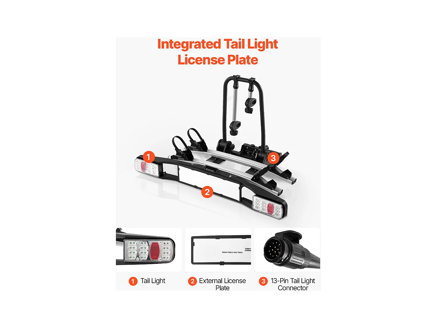 Support de Rangement pour Vélos, SucceBuy Porte-Vélos d'Attelage pour 2 Vélos, Support Verrouillable pour Récepteurs de 5 cm