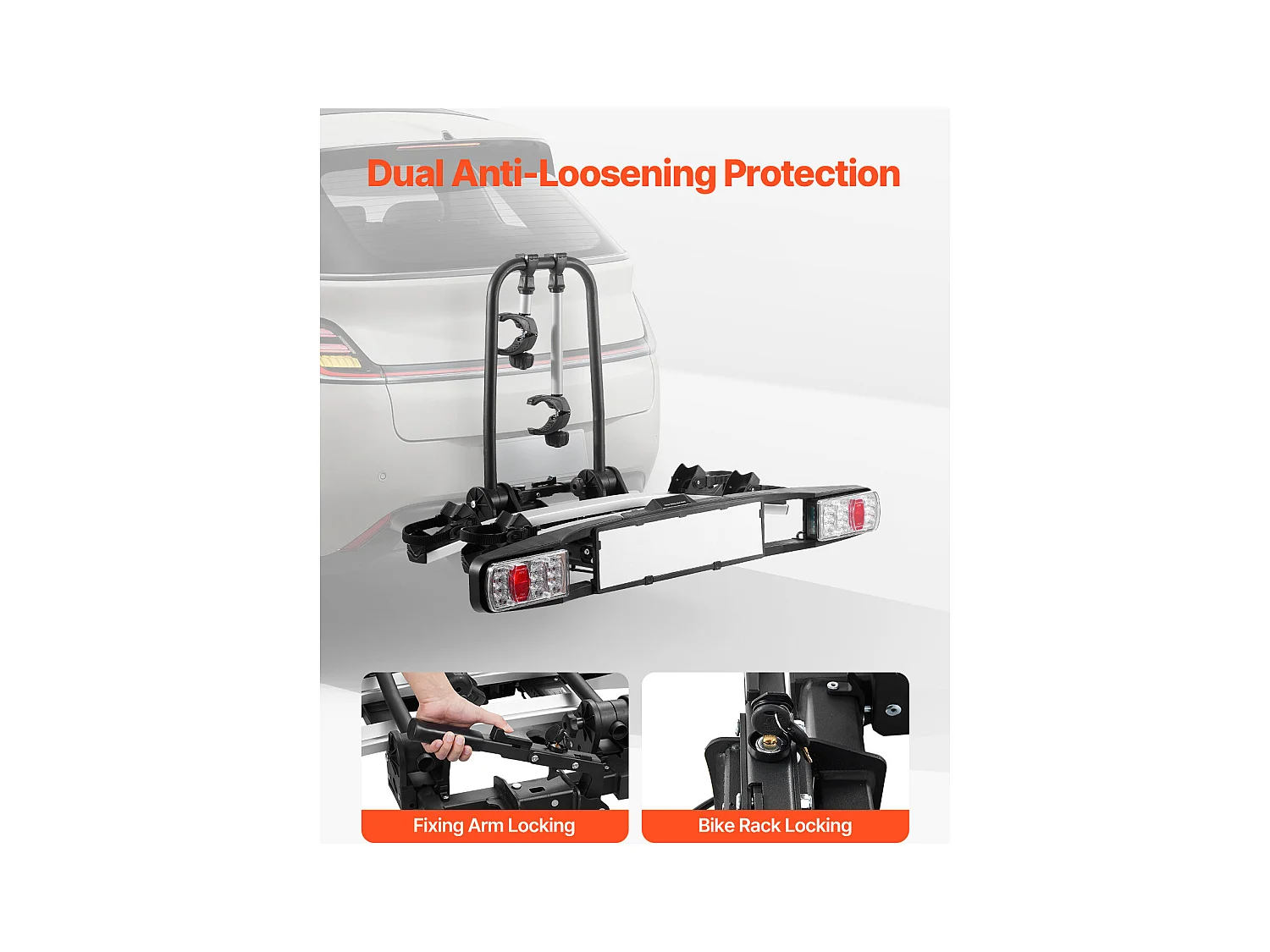 Support de Rangement pour Vélos, SucceBuy Porte-Vélos d'Attelage pour 2 Vélos, Support Verrouillable pour Récepteurs de 5 cm