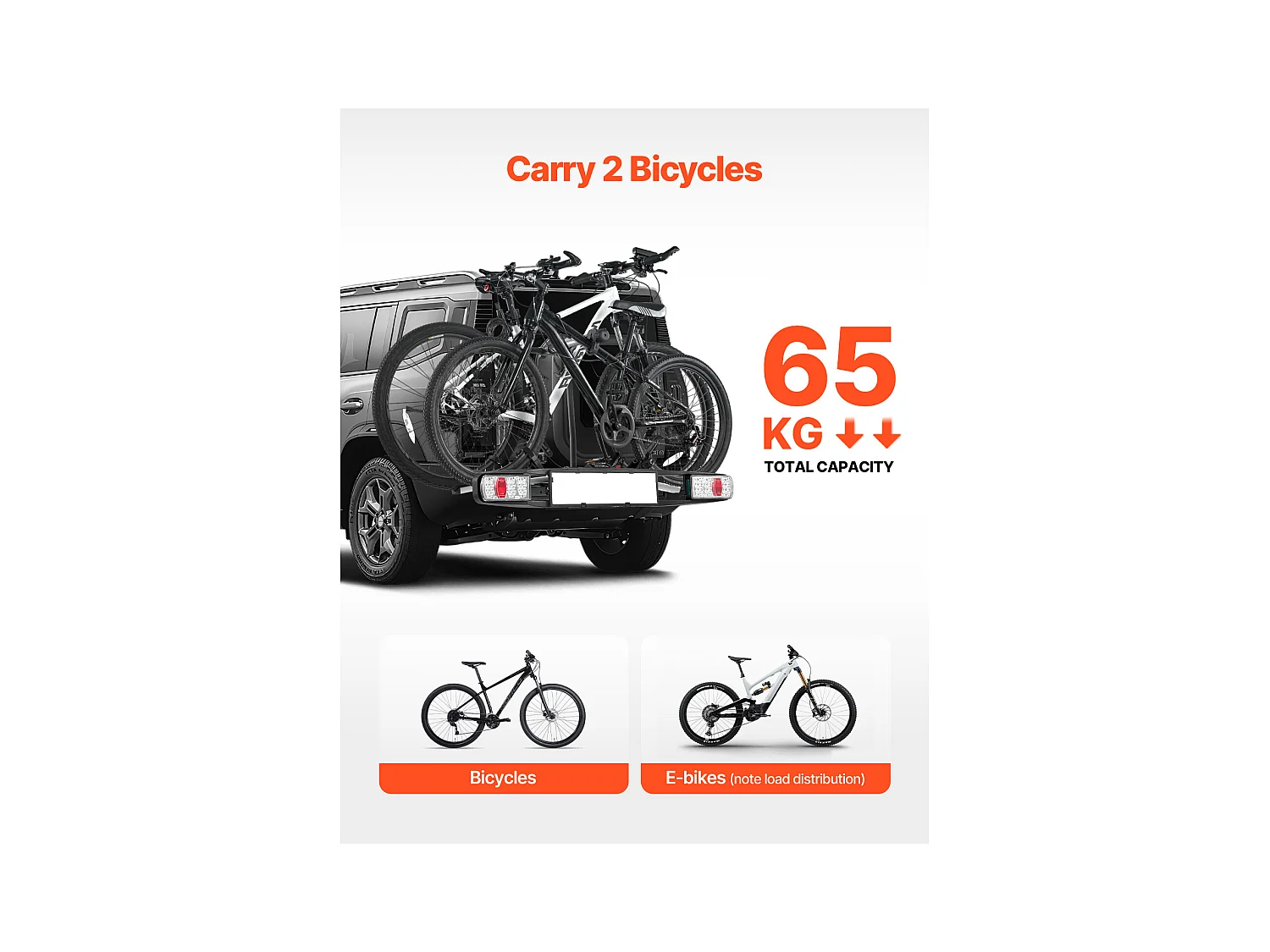 Support de Rangement pour Vélos, SucceBuy Porte-Vélos d'Attelage pour 2 Vélos, Support Verrouillable pour Récepteurs de 5 cm