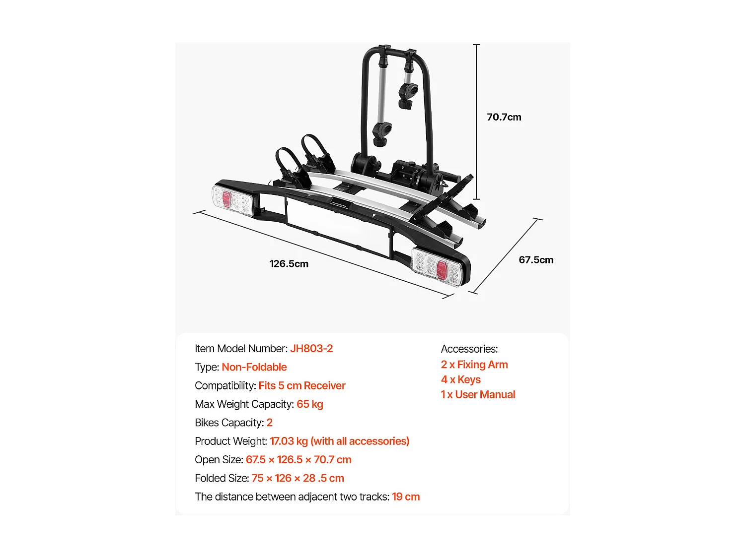 Support de Rangement pour Vélos, SucceBuy Porte-Vélos d'Attelage pour 2 Vélos, Support Verrouillable pour Récepteurs de 5 cm