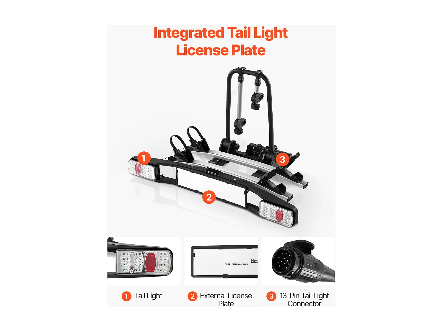 Support de Rangement pour Vélos, SucceBuy Porte-Vélos d'Attelage pour 2 Vélos, Support Verrouillable pour Récepteurs de 5 cm