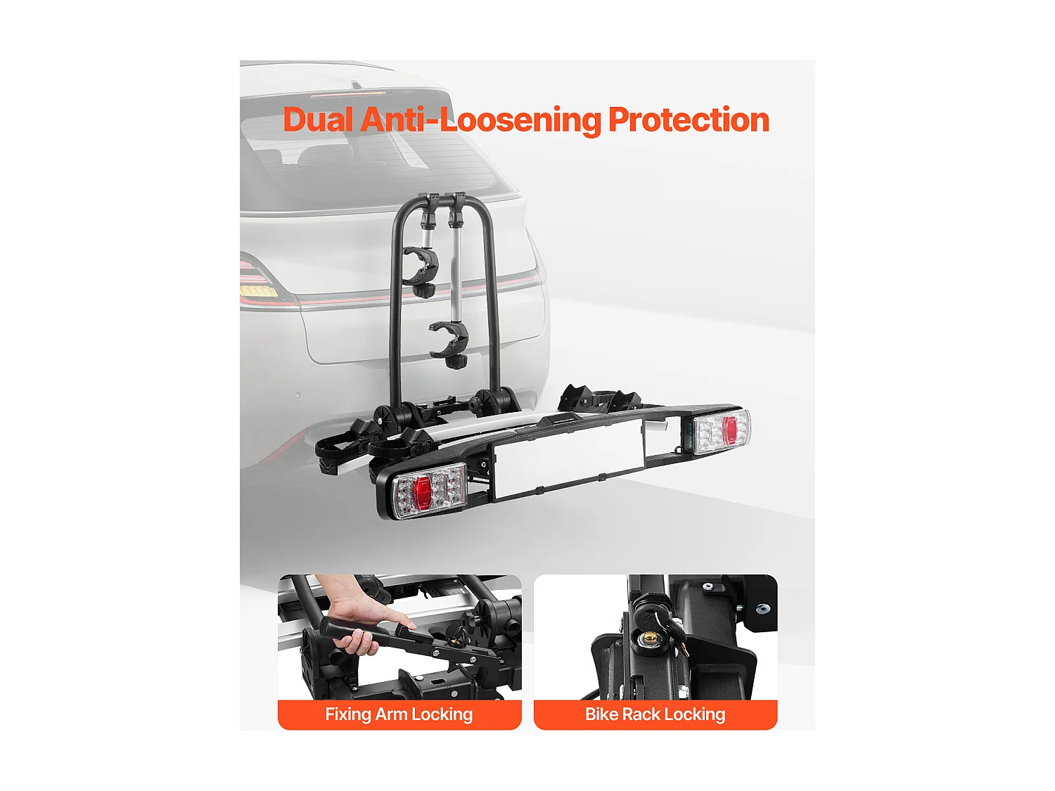 Support de Rangement pour Vélos, SucceBuy Porte-Vélos d'Attelage pour 2 Vélos, Support Verrouillable pour Récepteurs de 5 cm