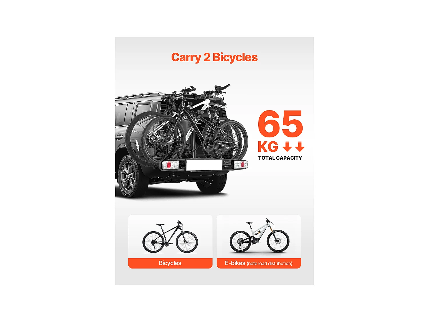 Support de Rangement pour Vélos, SucceBuy Porte-Vélos pour 2 Vélos Pliable, Compatible avec les Récepteurs de 5 cm