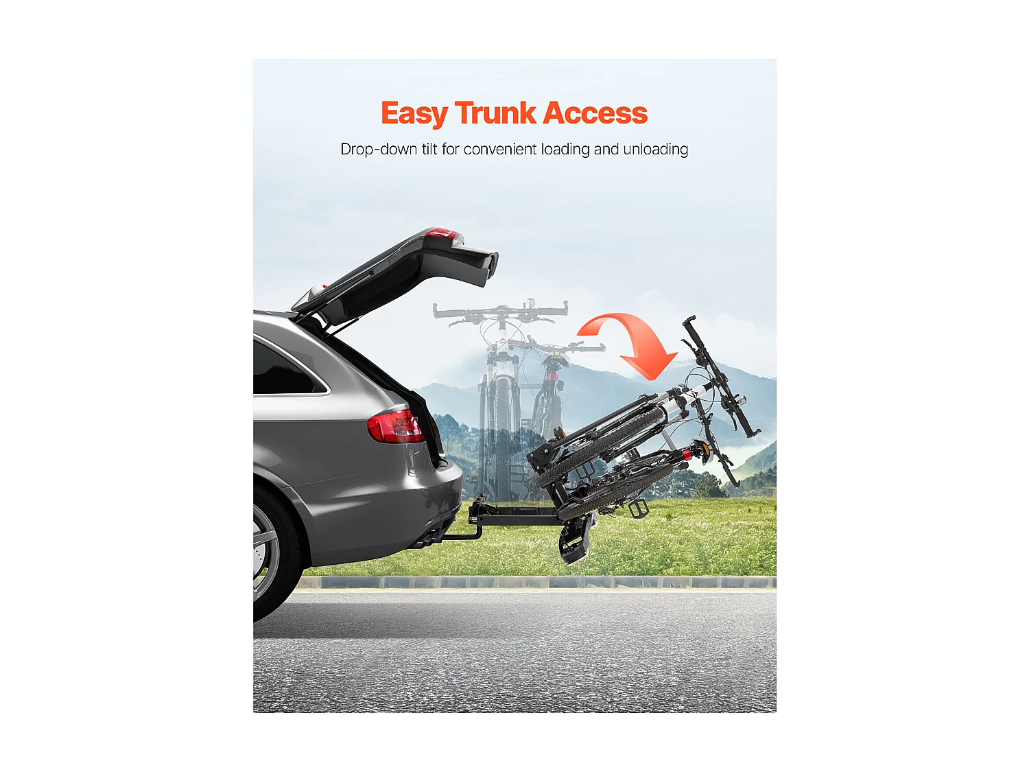 Support de Rangement pour Vélos, SucceBuy Porte-Vélos pour 2 Vélos Pliable, Compatible avec les Récepteurs de 5 cm